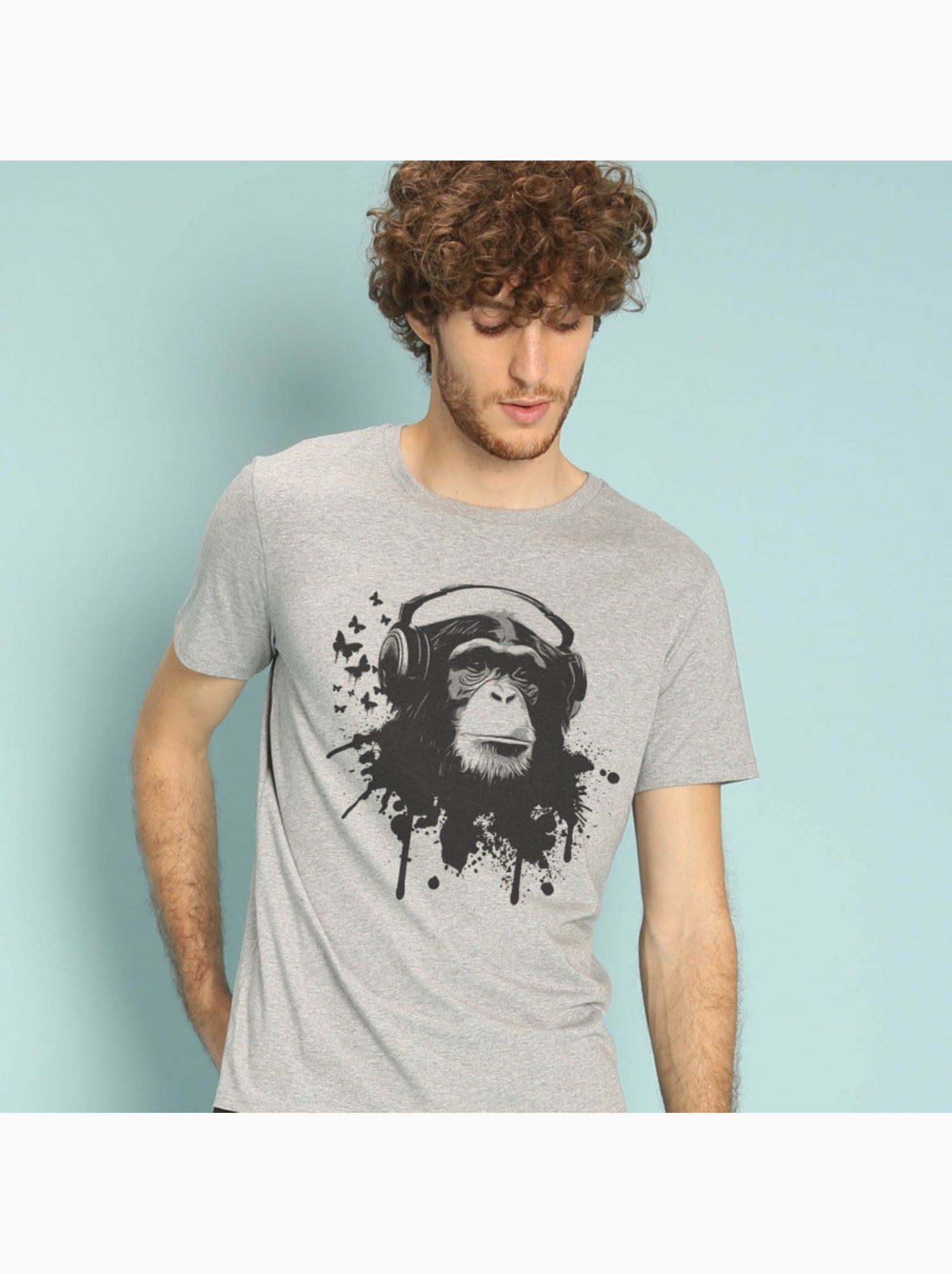 T-shirt Homme - CREATIVE MONKEY - Gris chiné