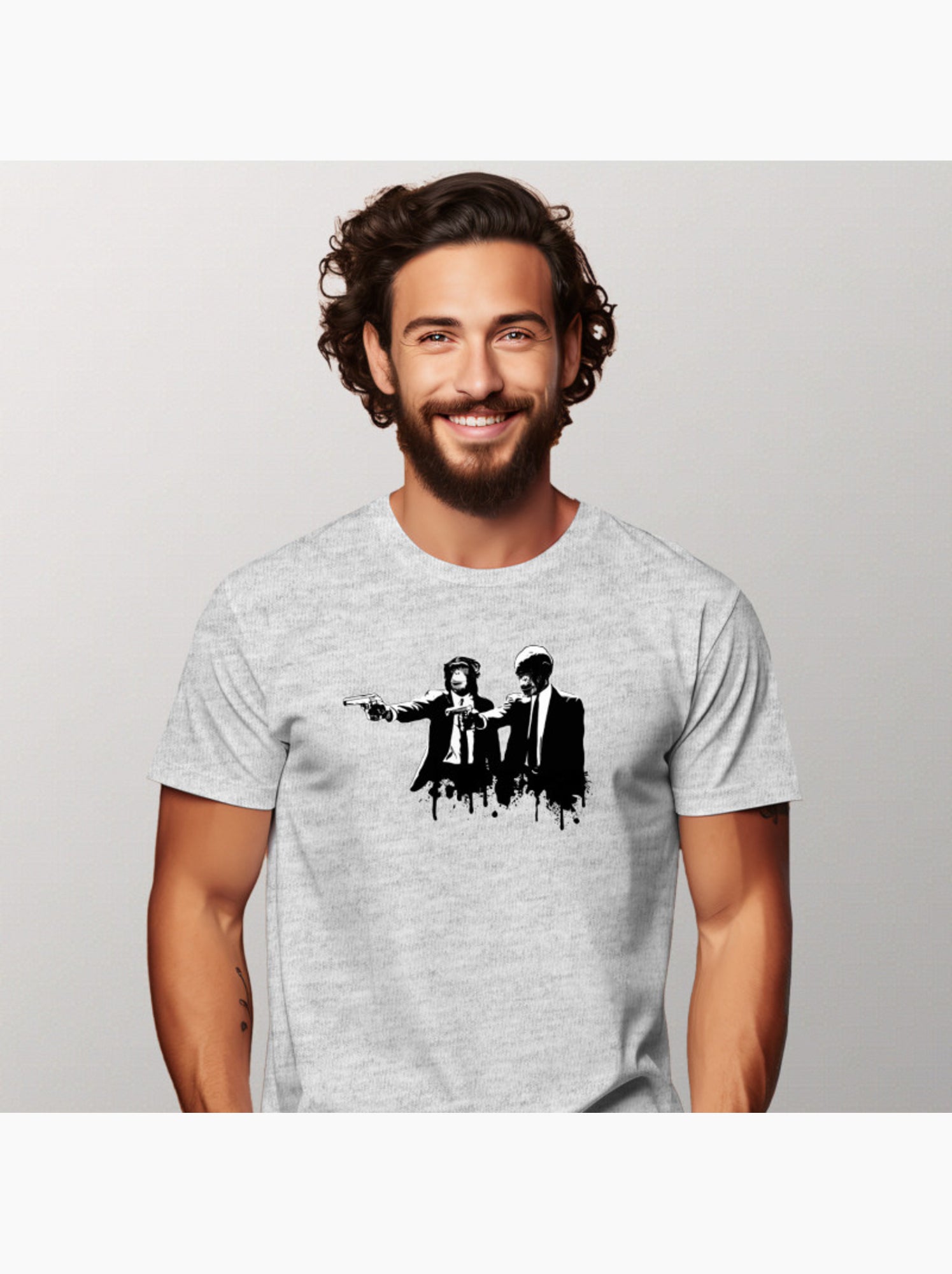 T-shirt Homme - DIVINE MONKEY INTERVENTION - Gris chiné
