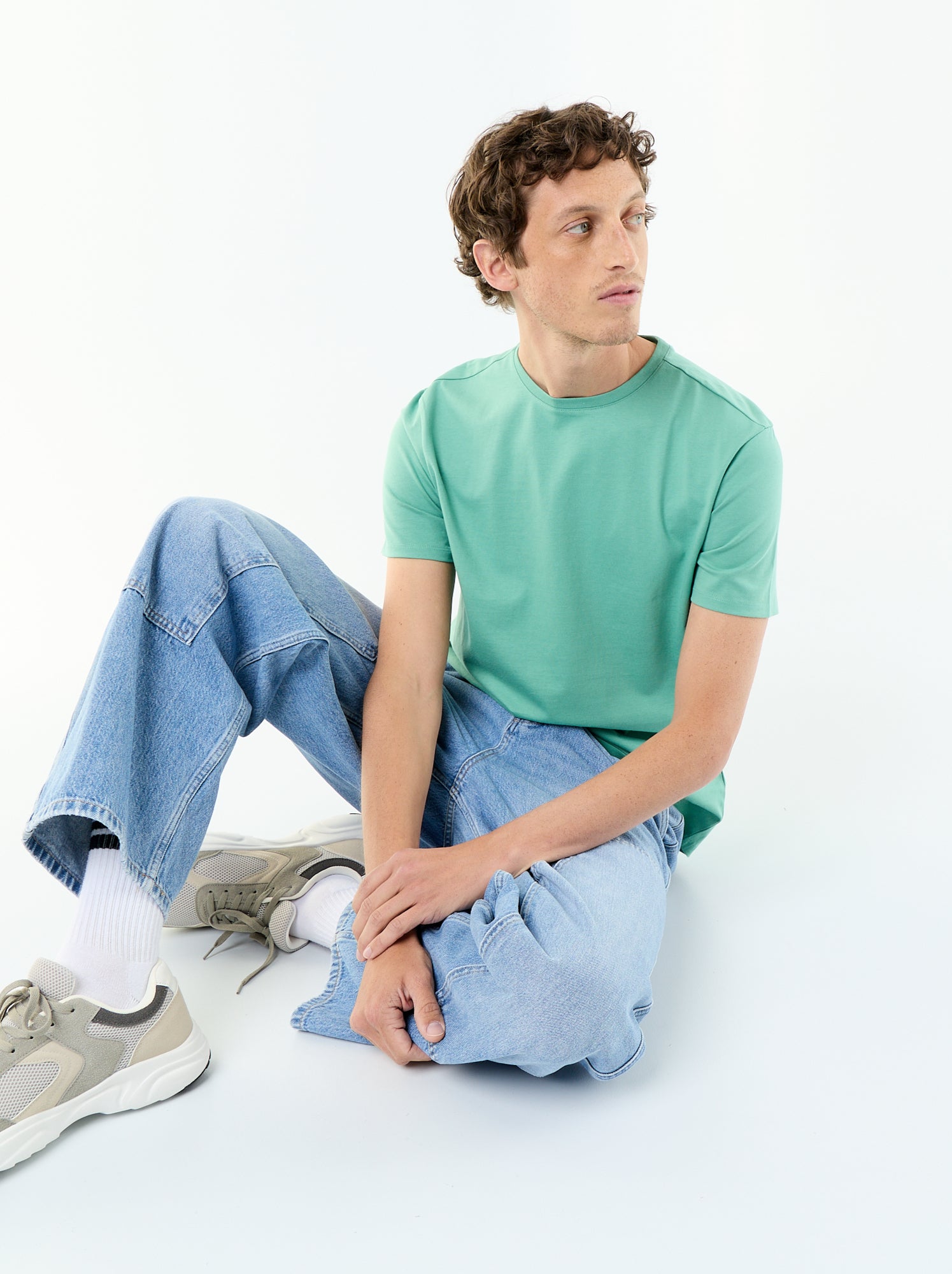 T-shirt à col rond en coton - Tough Cotton™ - Vert (BCN79_80)