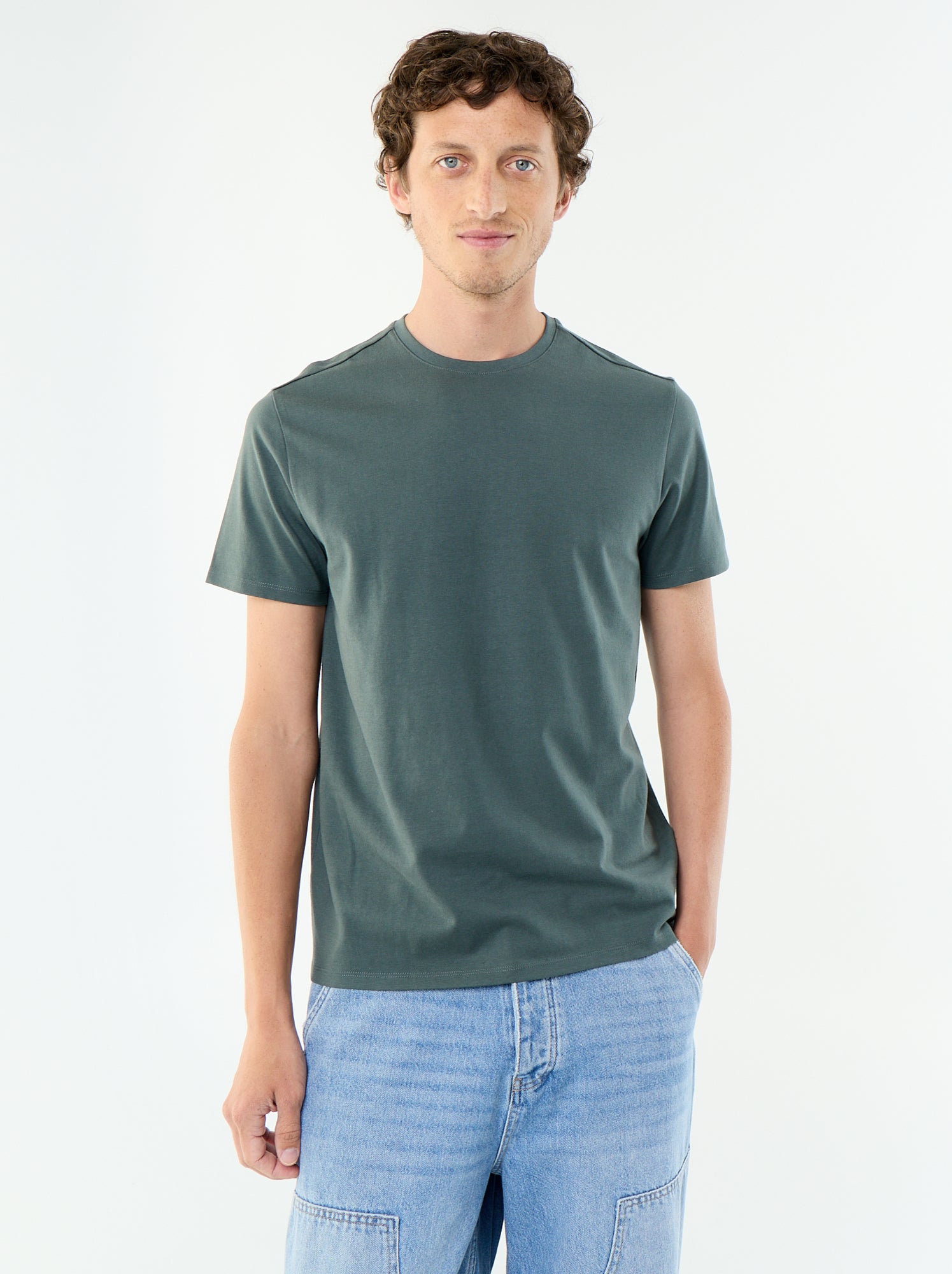 T-shirt à col rond en coton - Tough Cotton™ - Vert (BCN79_82)
