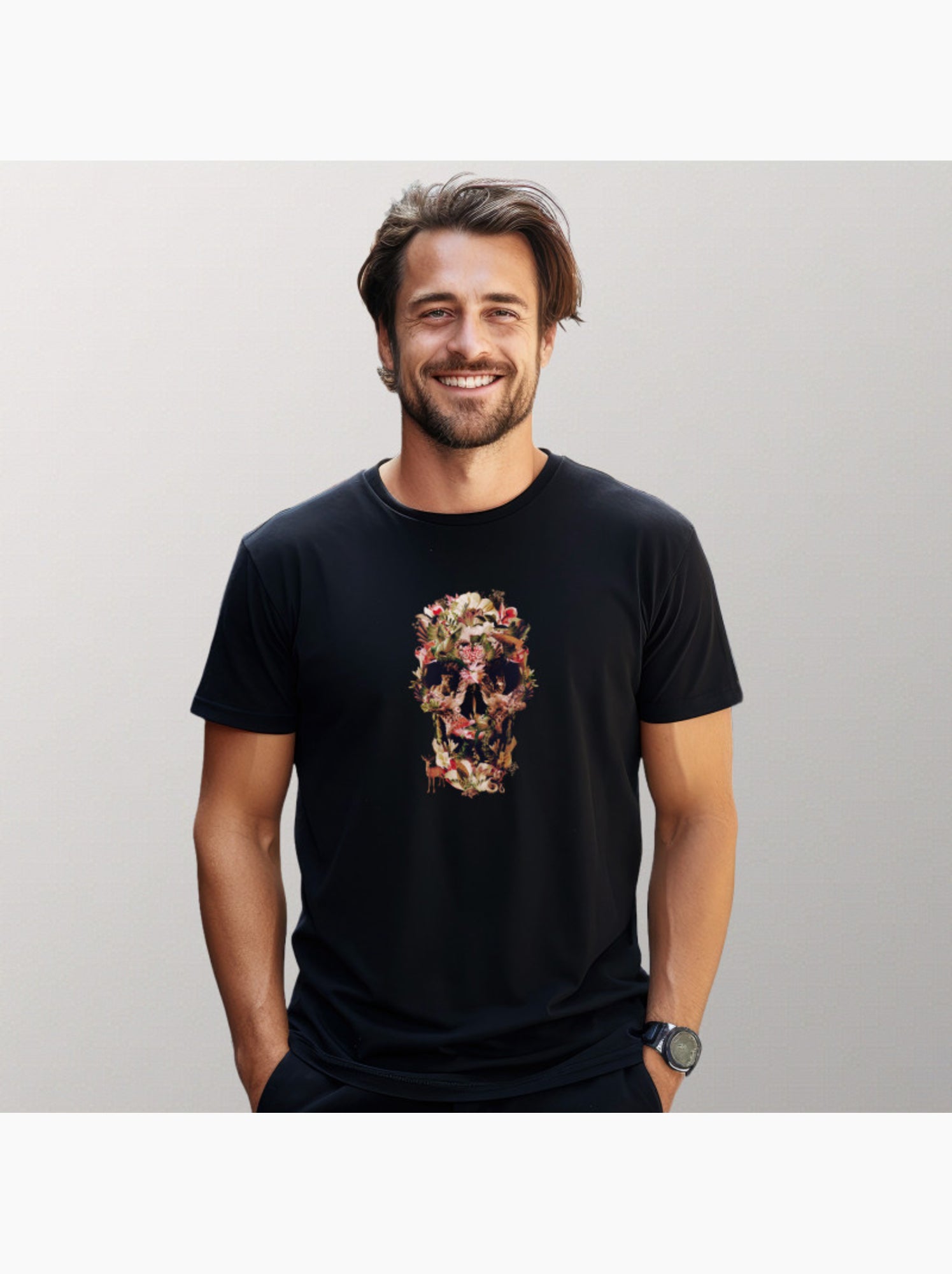 T-shirt Homme - JUNGLE SKULL - Noir