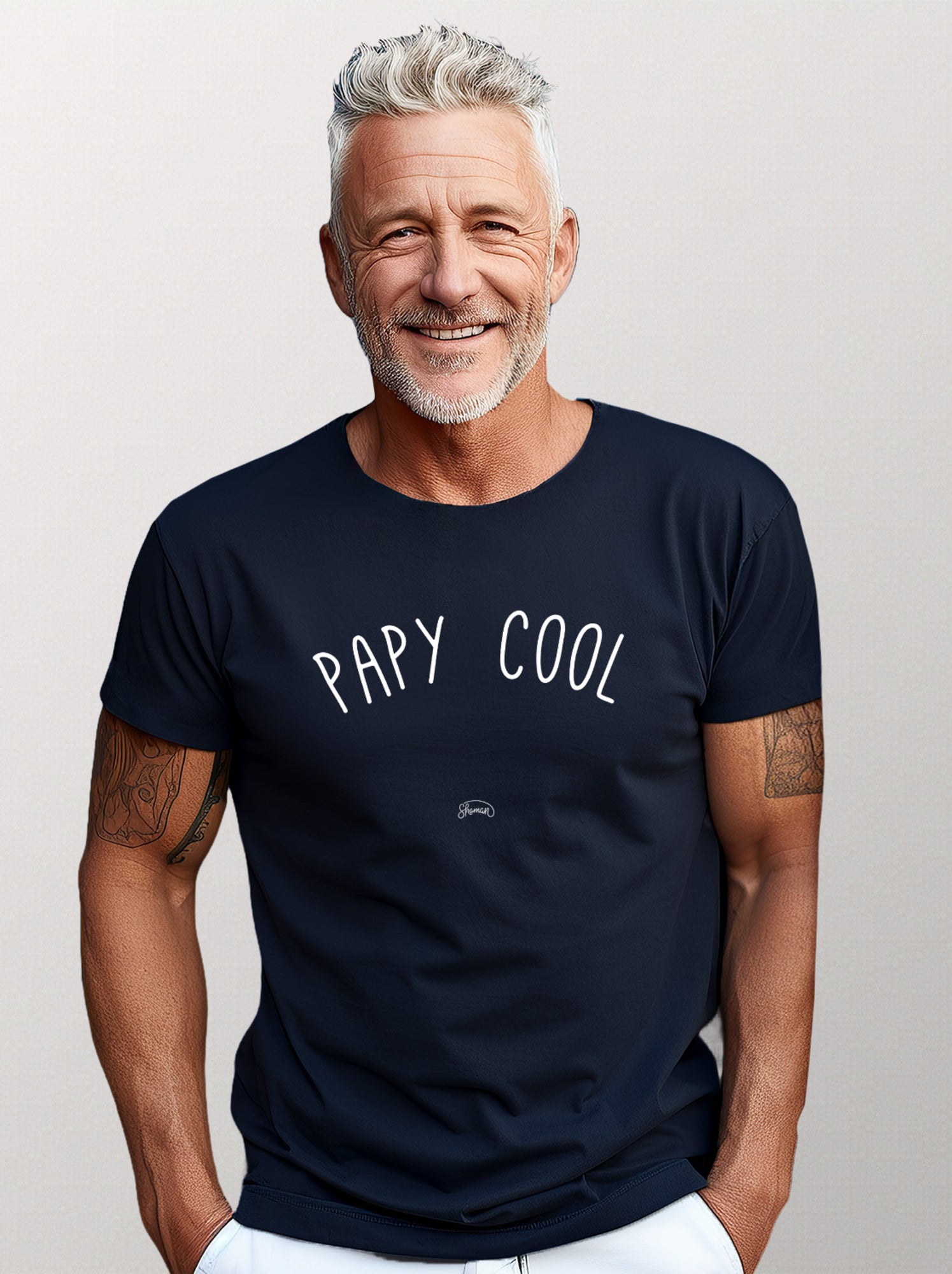 T-shirt Homme - PAPY COOL - Bleu marine