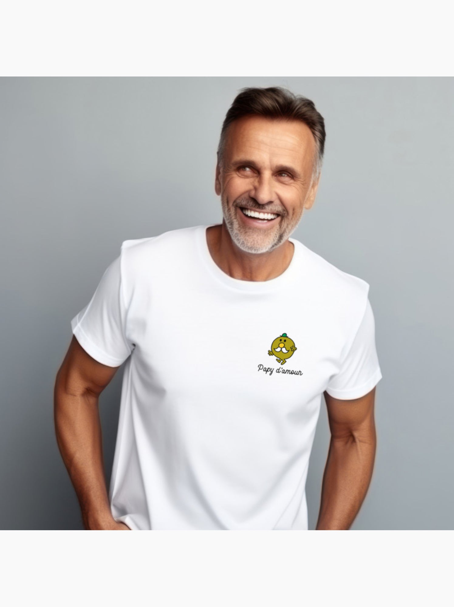 T-shirt Homme - PAPY D AMOUR COEUR - Blanc