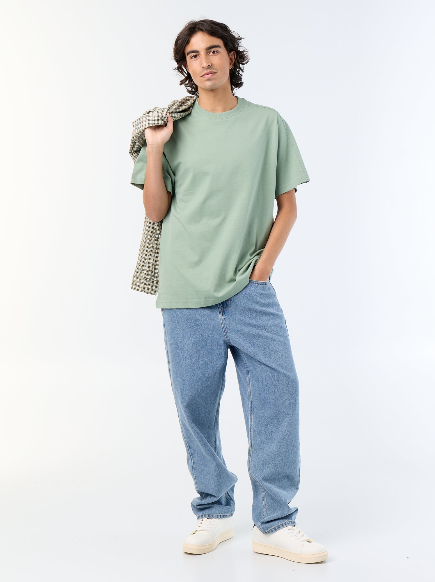 T-shirt uni à col rond pour homme - Vert