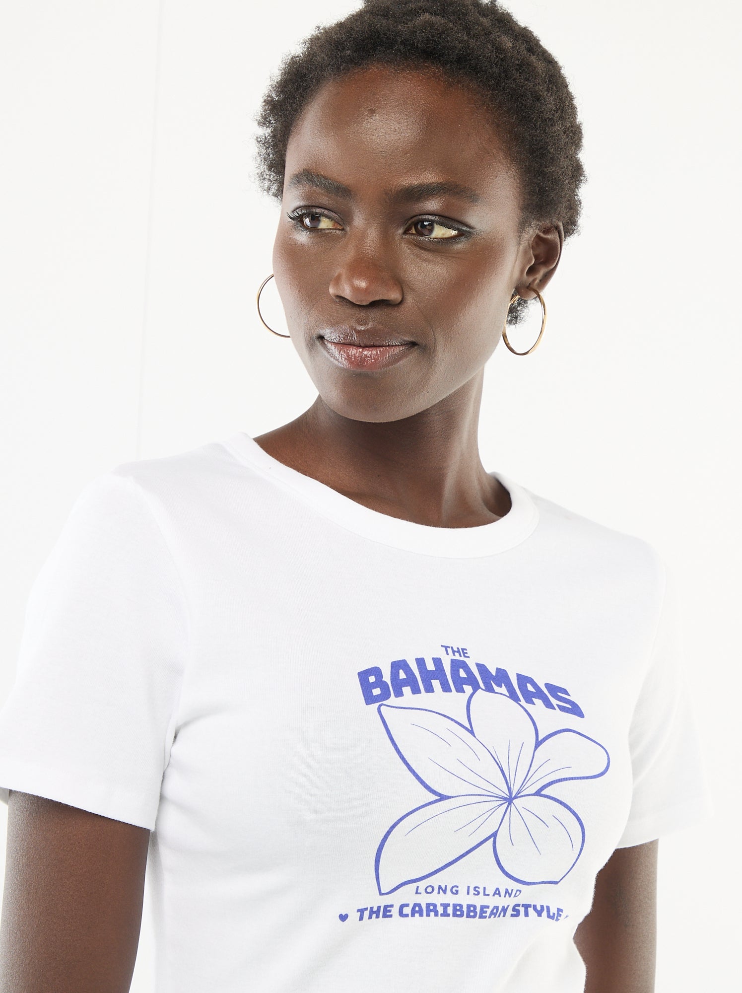 T-shirt imprimé à manches courtes à motif - Blanc (ESQ39_5)