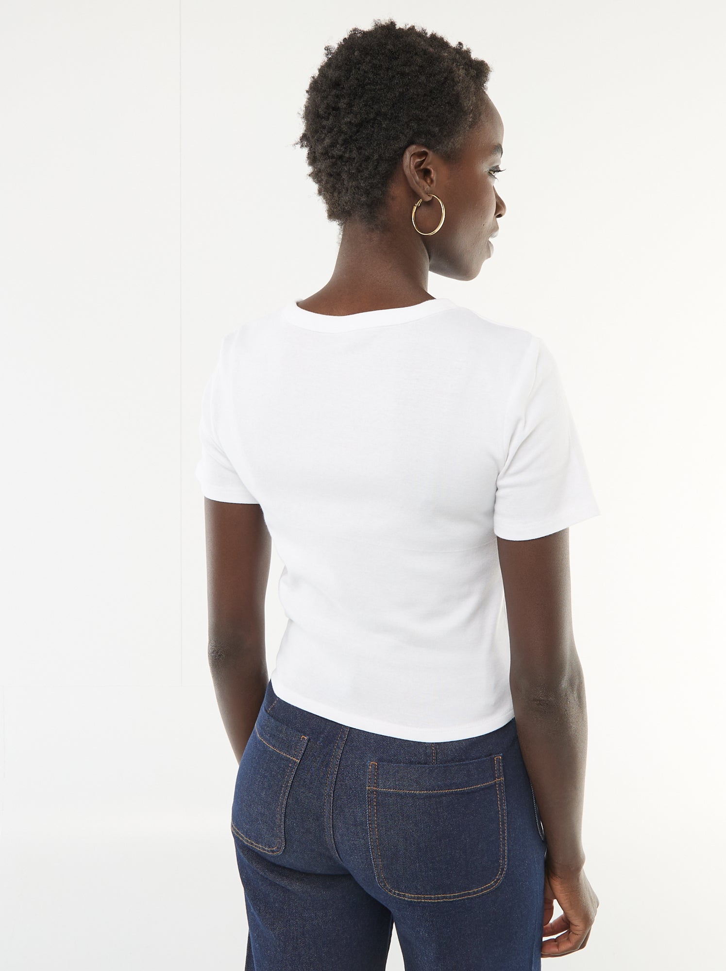 T-shirt imprimé à manches courtes à motif - Blanc (ESQ39_5)