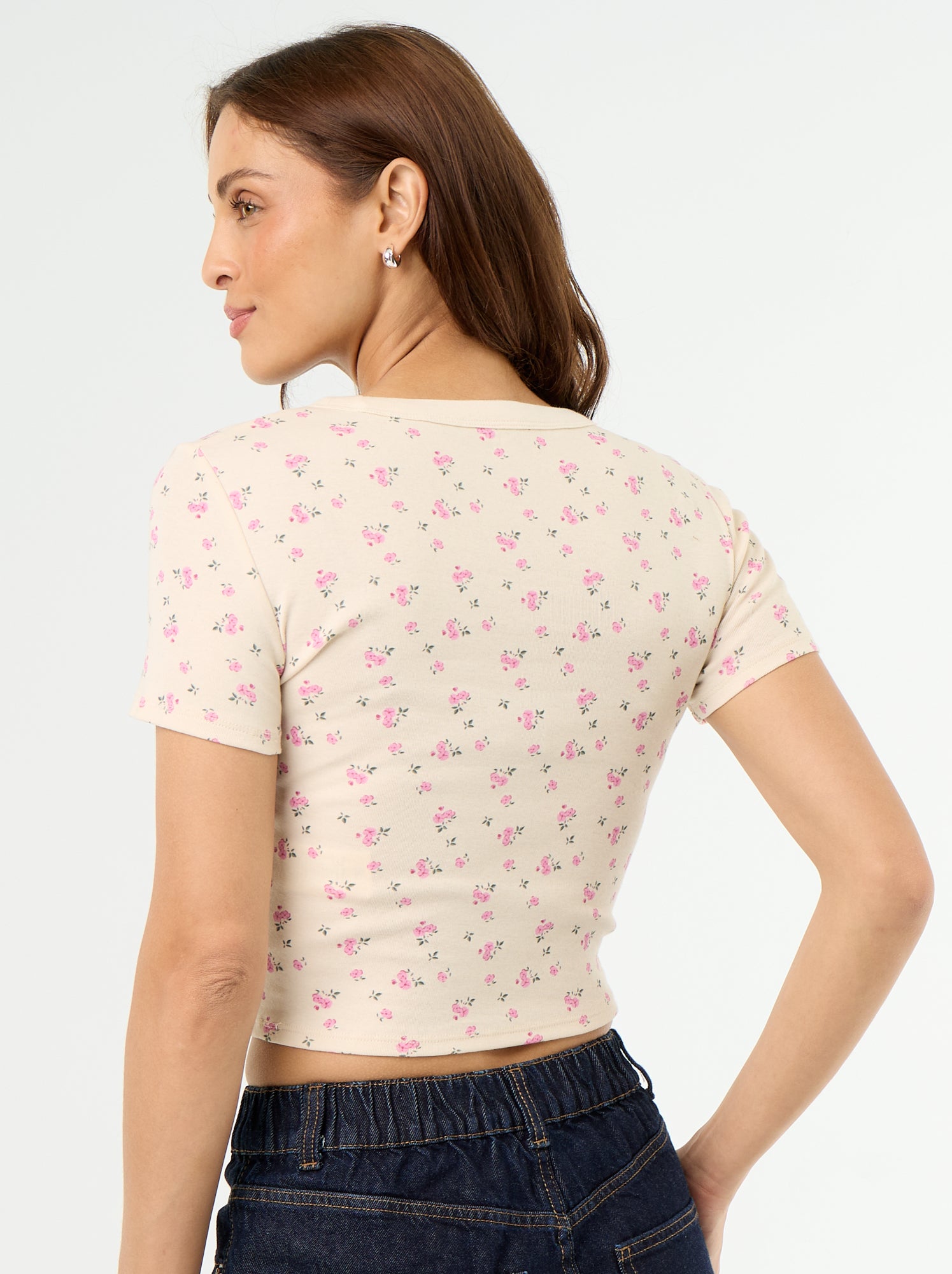 T-shirt imprimé à manches courtes à motif - Blanc (ESQ39_9)