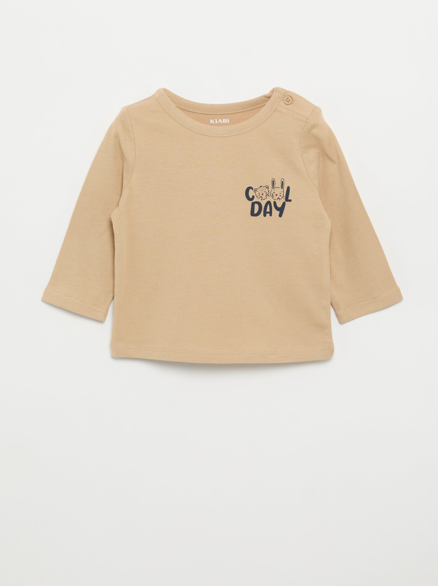 T-shirt imprimé à manches longues - Beige