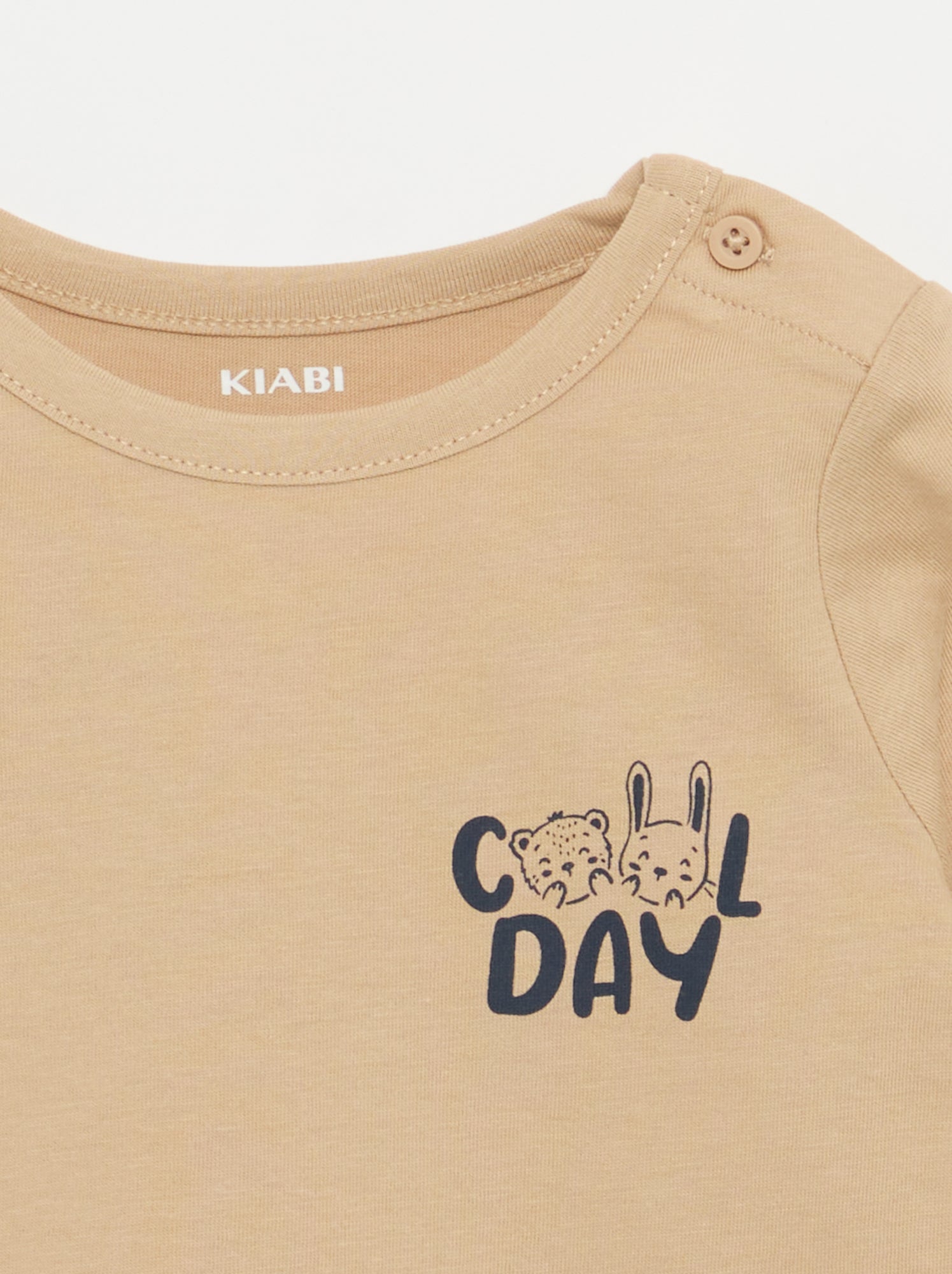 T-shirt imprimé à manches longues - Beige