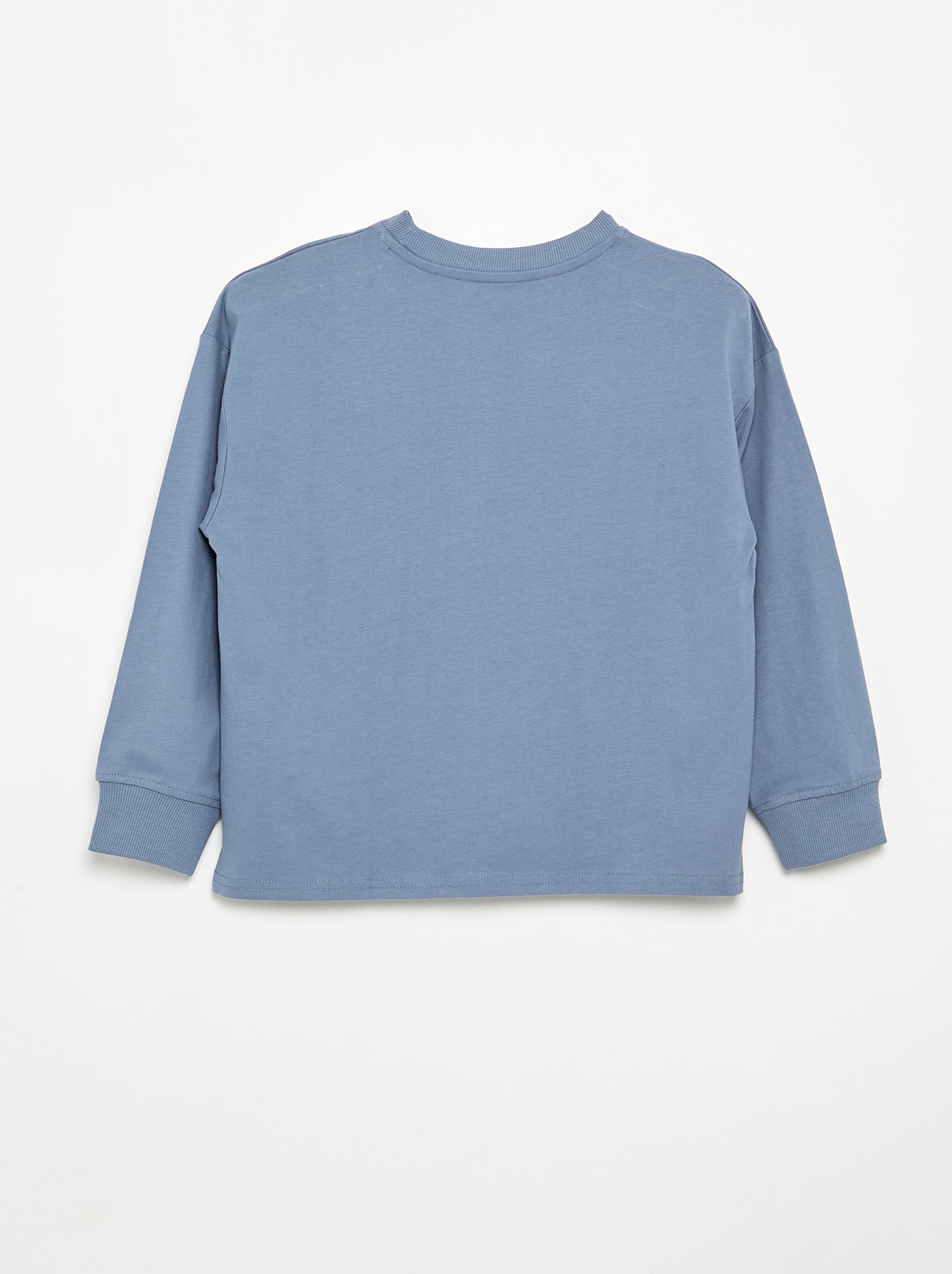 T-shirt imprimé à manches longues - Bleu