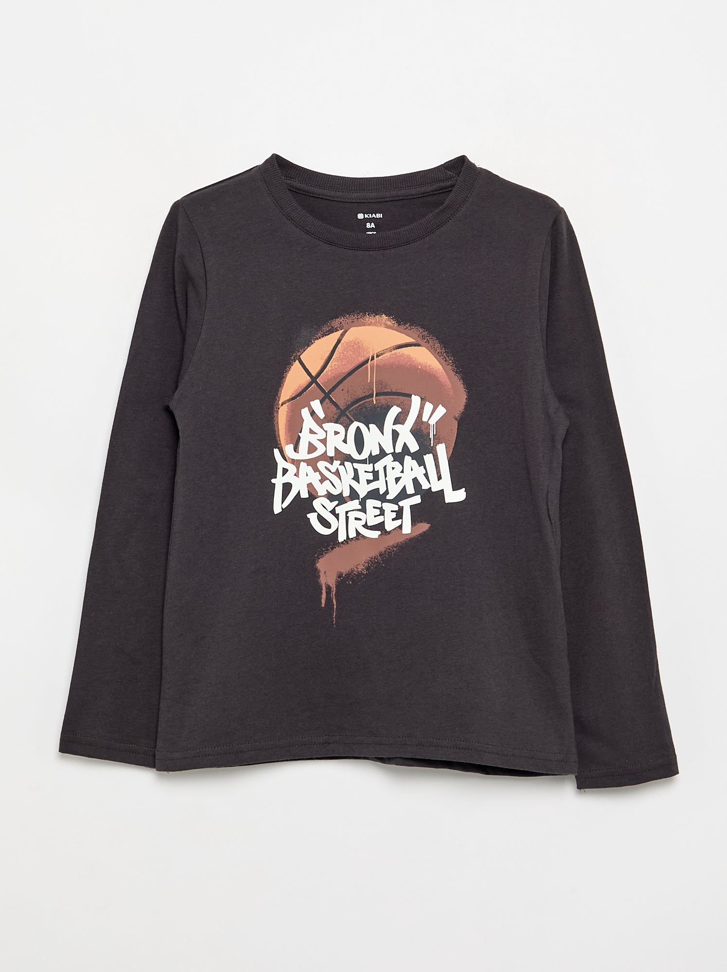 T-shirt imprimé à manches longues - Gris (GBO94_21)