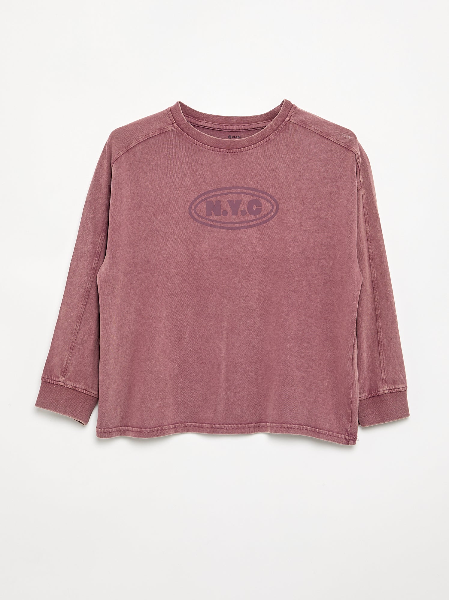 T-shirt imprimé à manches longues - Marron