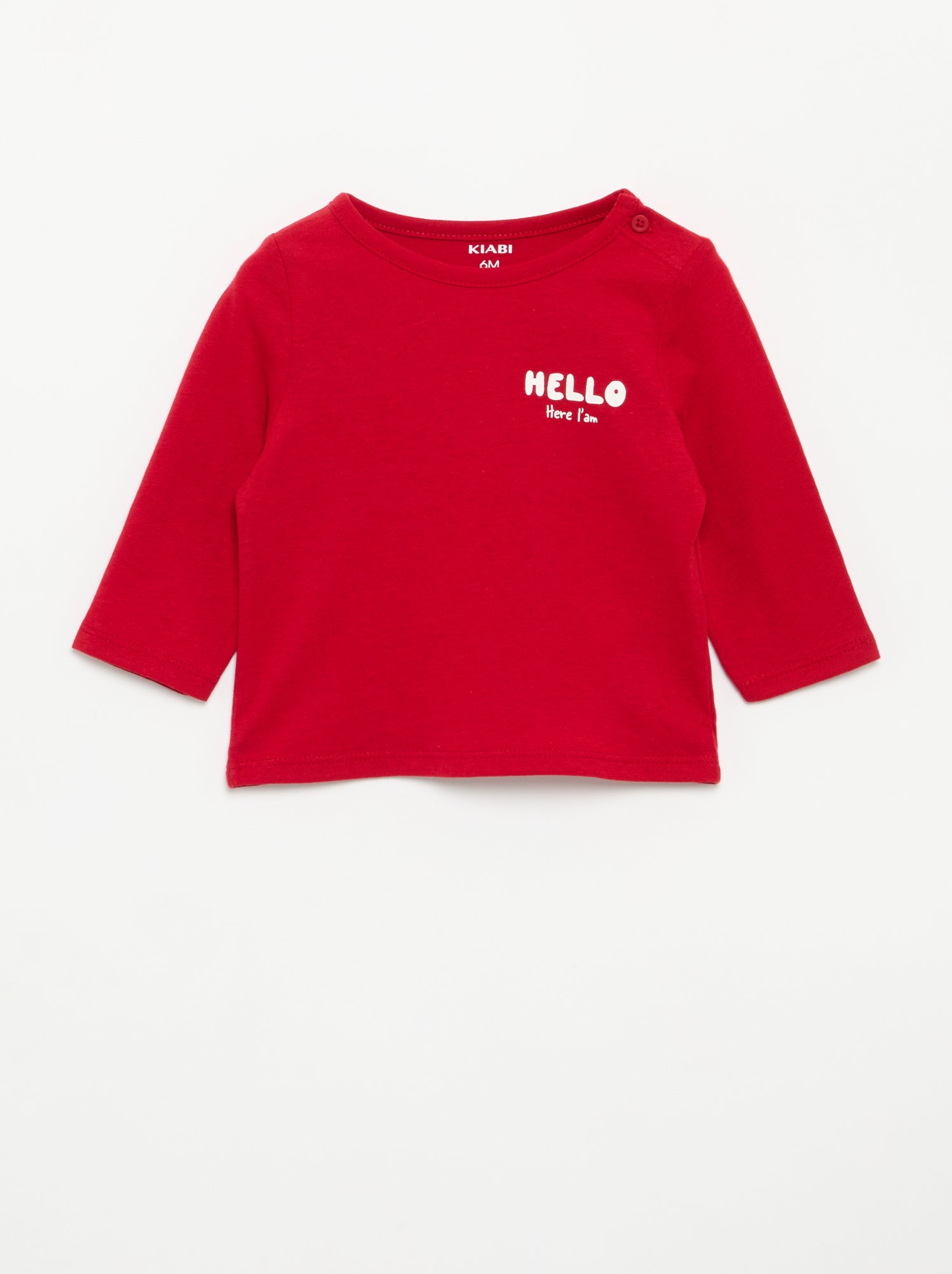 T-shirt imprimé à manches longues - Rouge