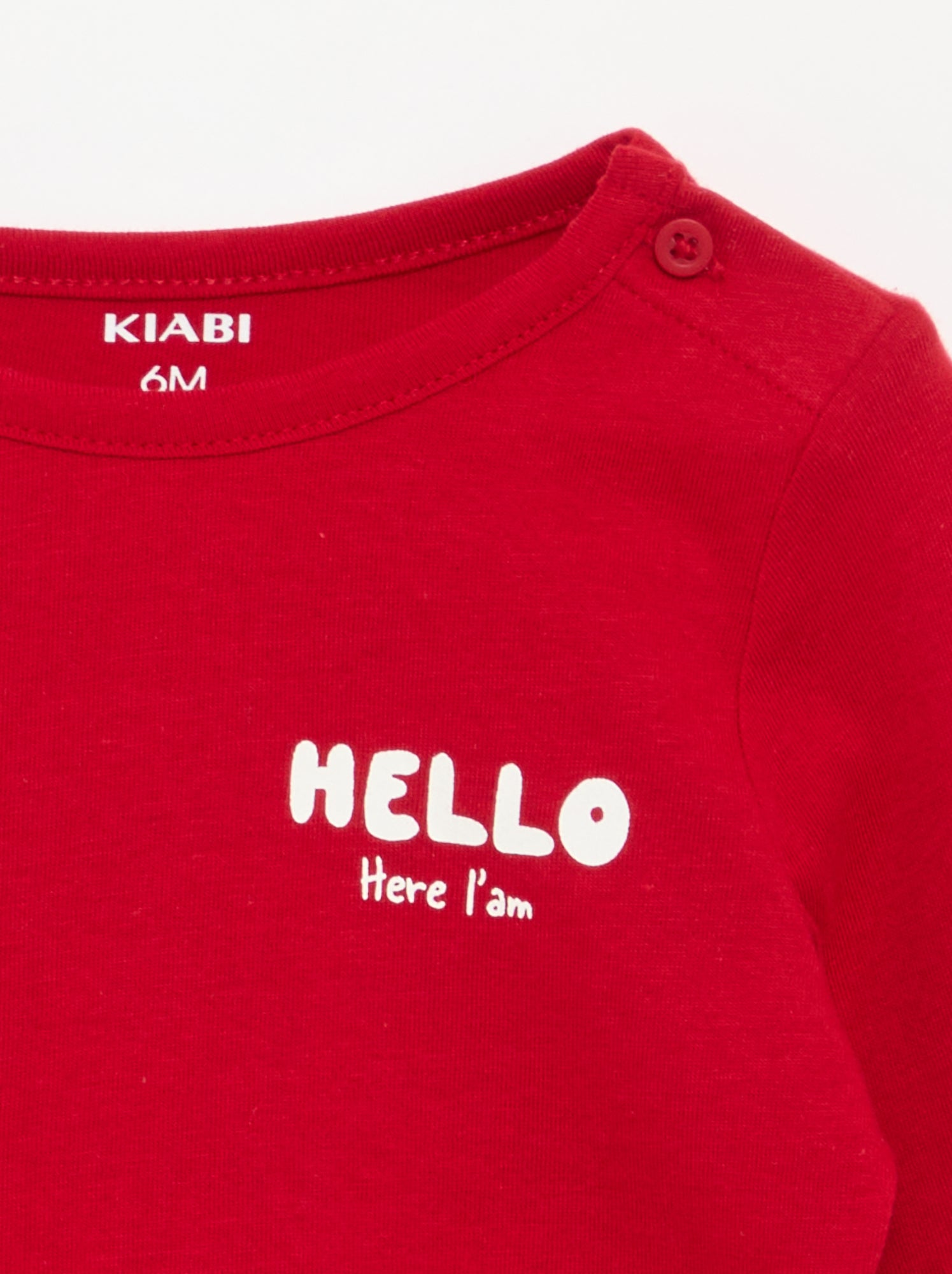 T-shirt imprimé à manches longues - Rouge