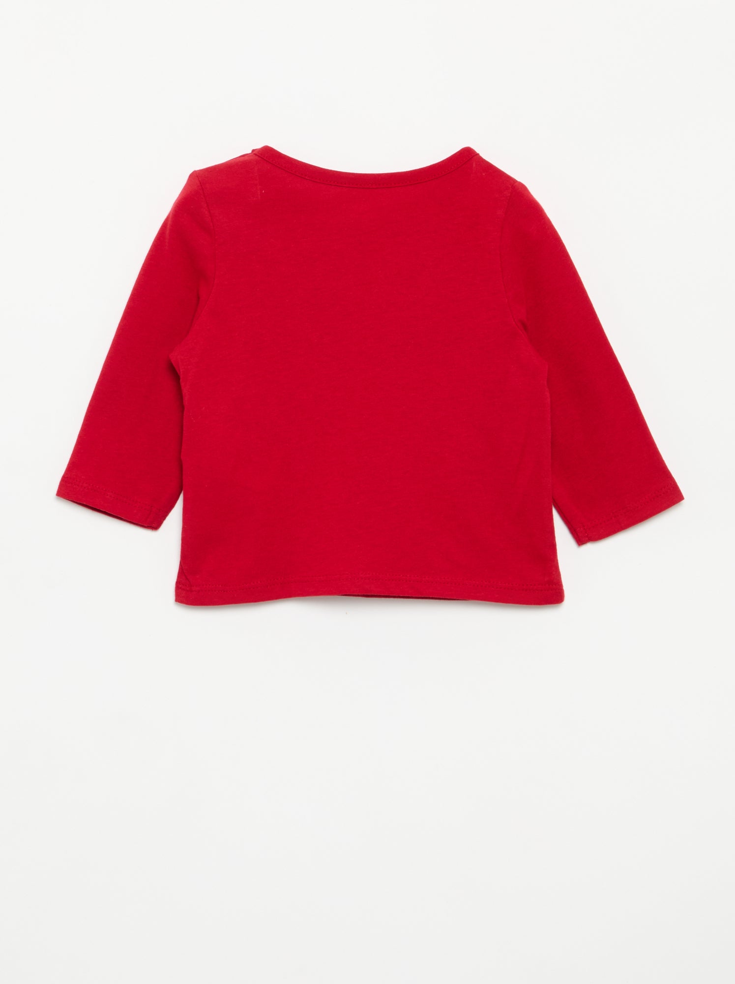 T-shirt imprimé à manches longues - Rouge