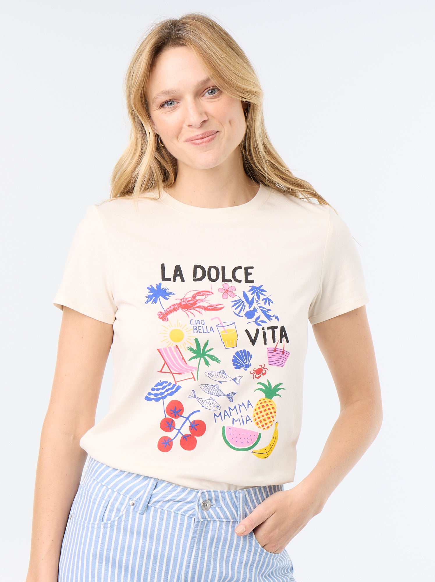T-shirt imprimé - Blanc (CLC07_63)