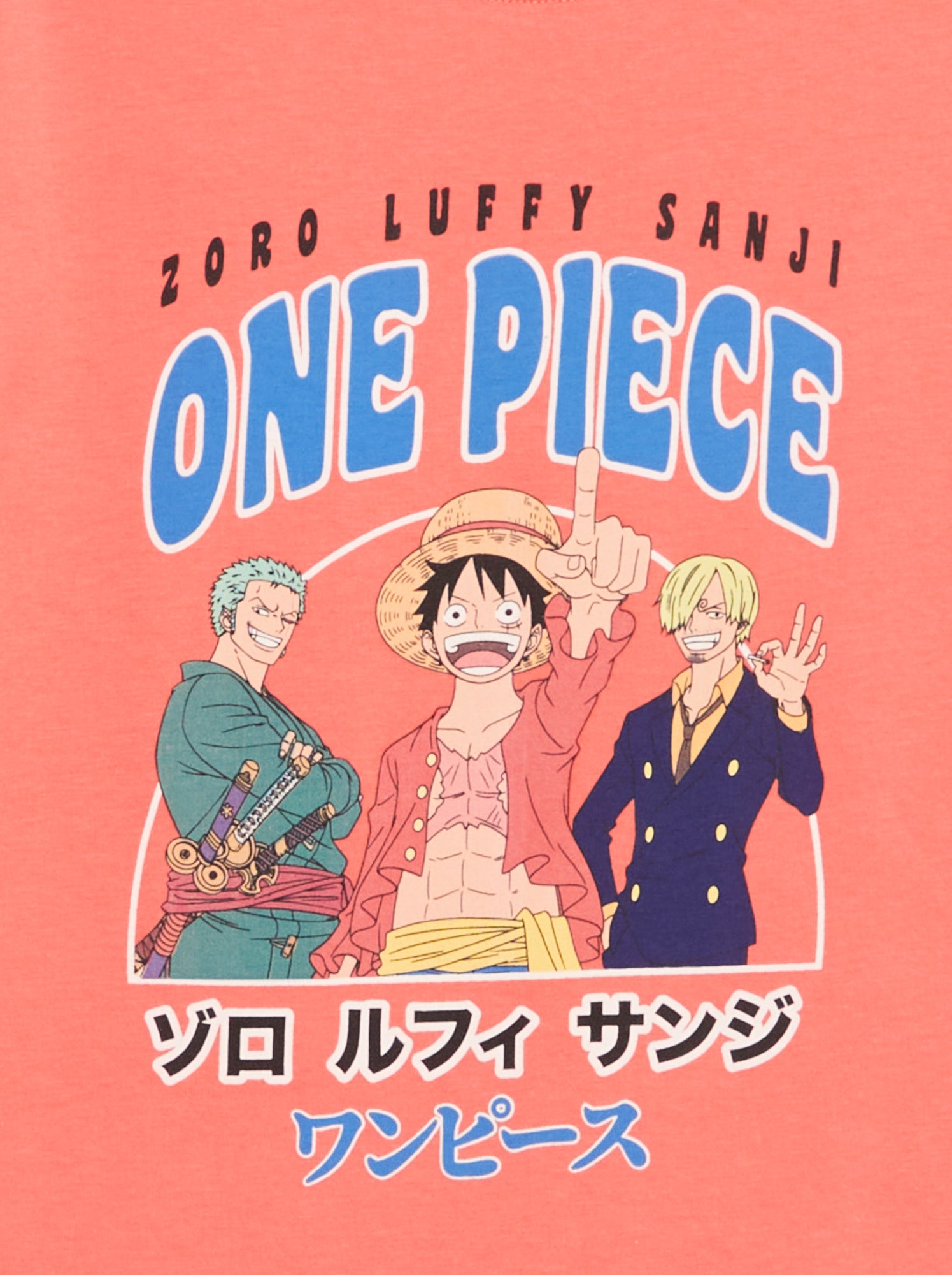 T-shirt imprimé 'One piece' manches courtes en coton - Orange