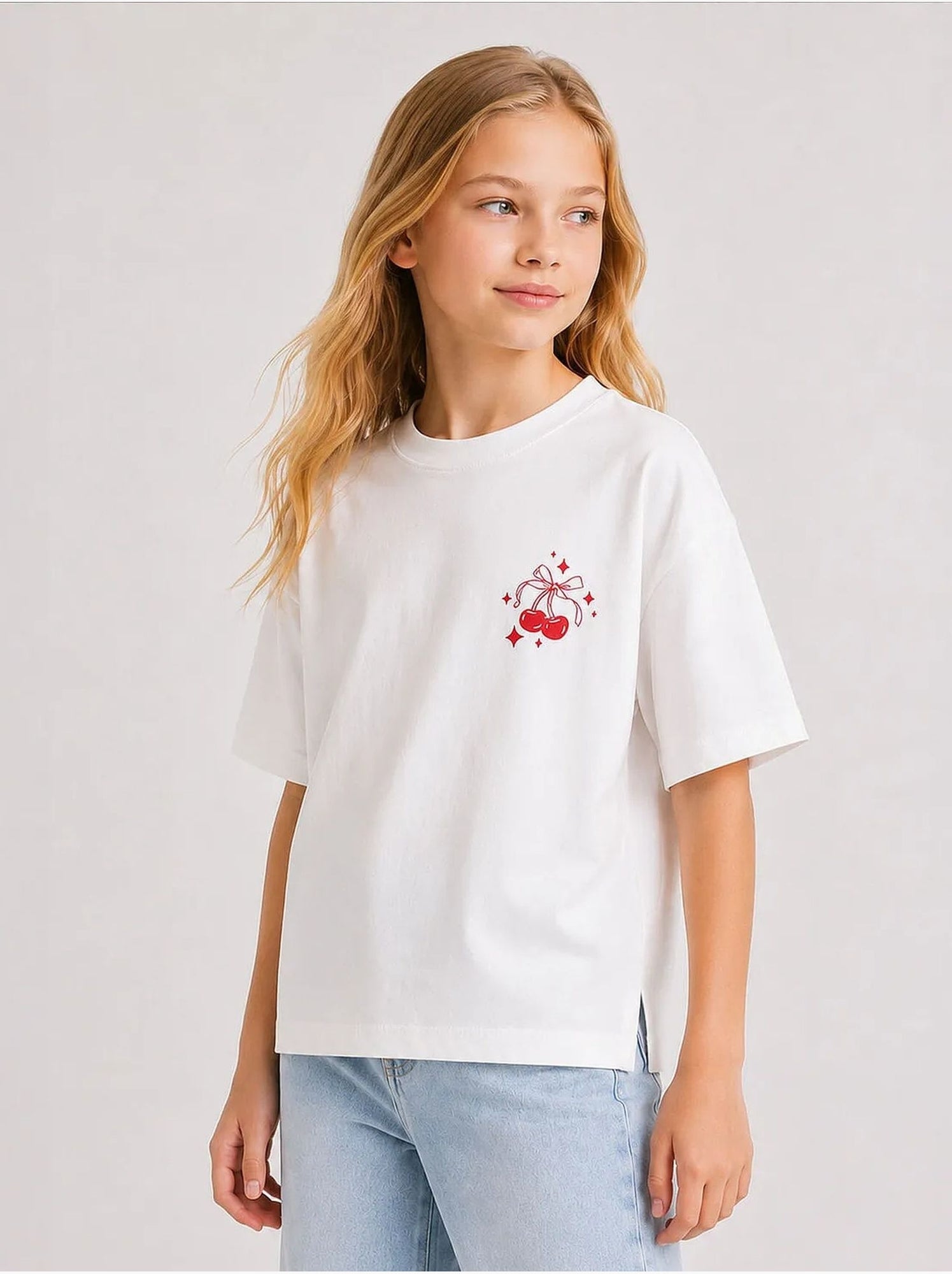 T-shirt jeune en coton et élasthanne tommy - Blanc