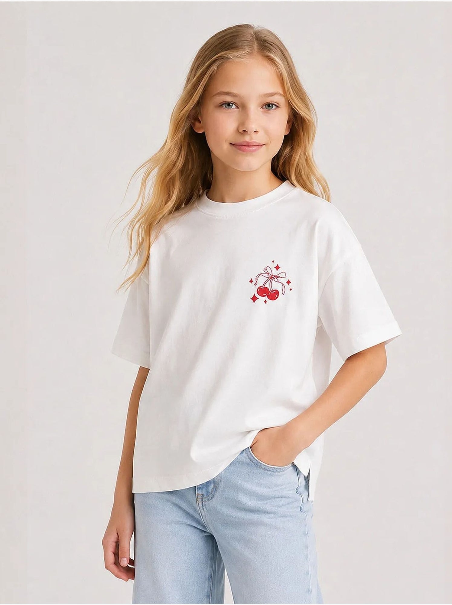 T-shirt jeune en coton et élasthanne tommy - Blanc