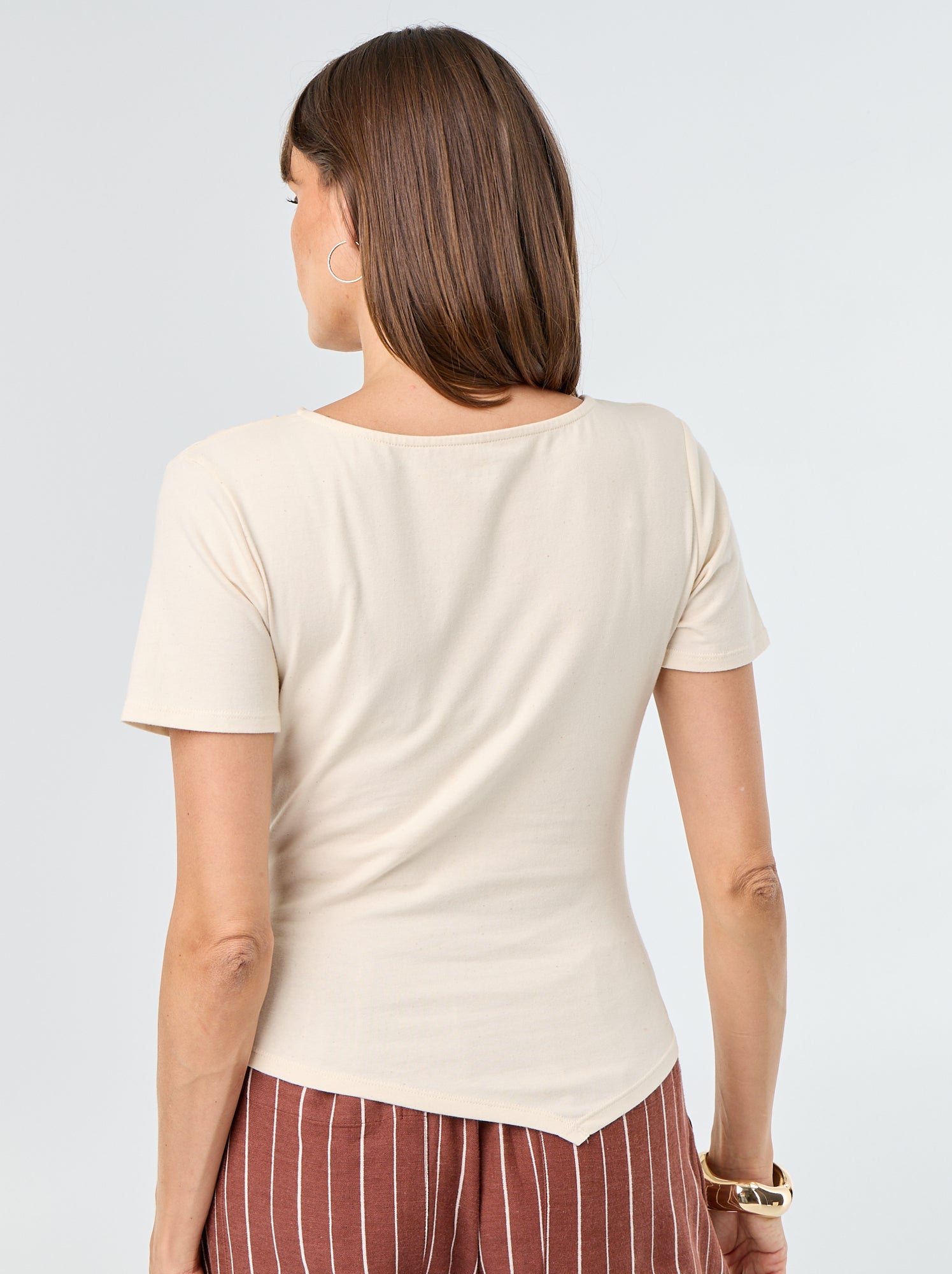 T-shirt manches courtes asymétrique - Blanc
