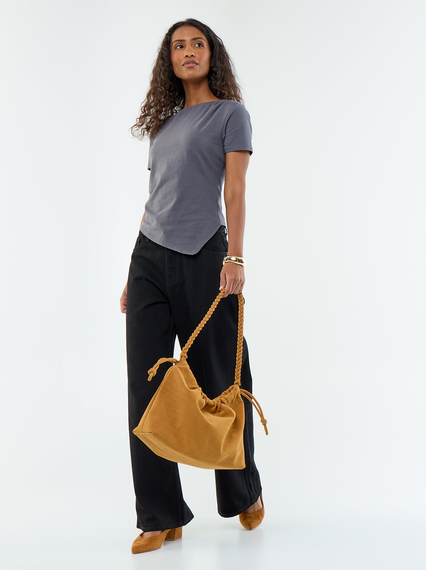 T-shirt manches courtes asymétrique - Gris