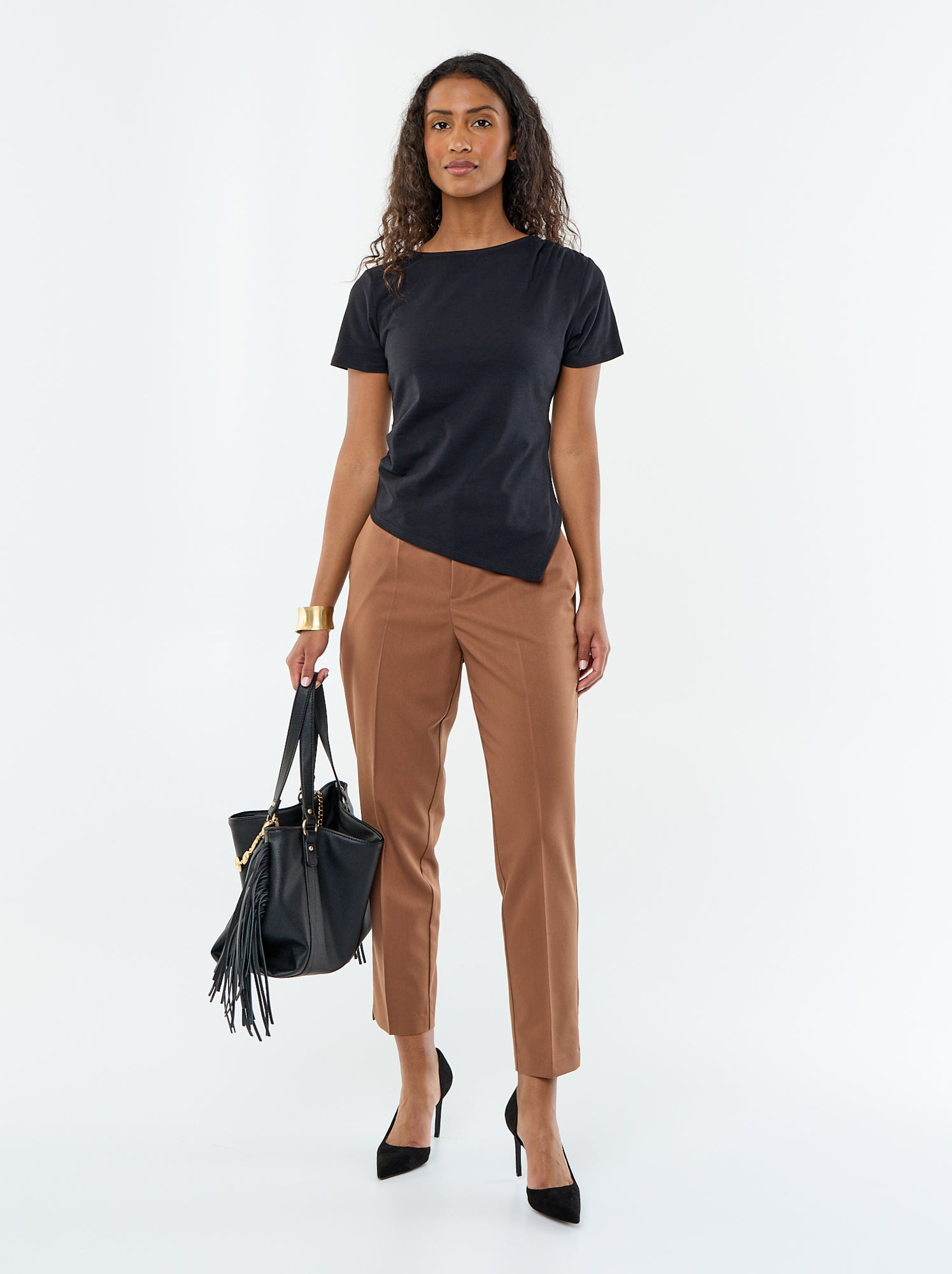 T-shirt manches courtes asymétrique - Noir