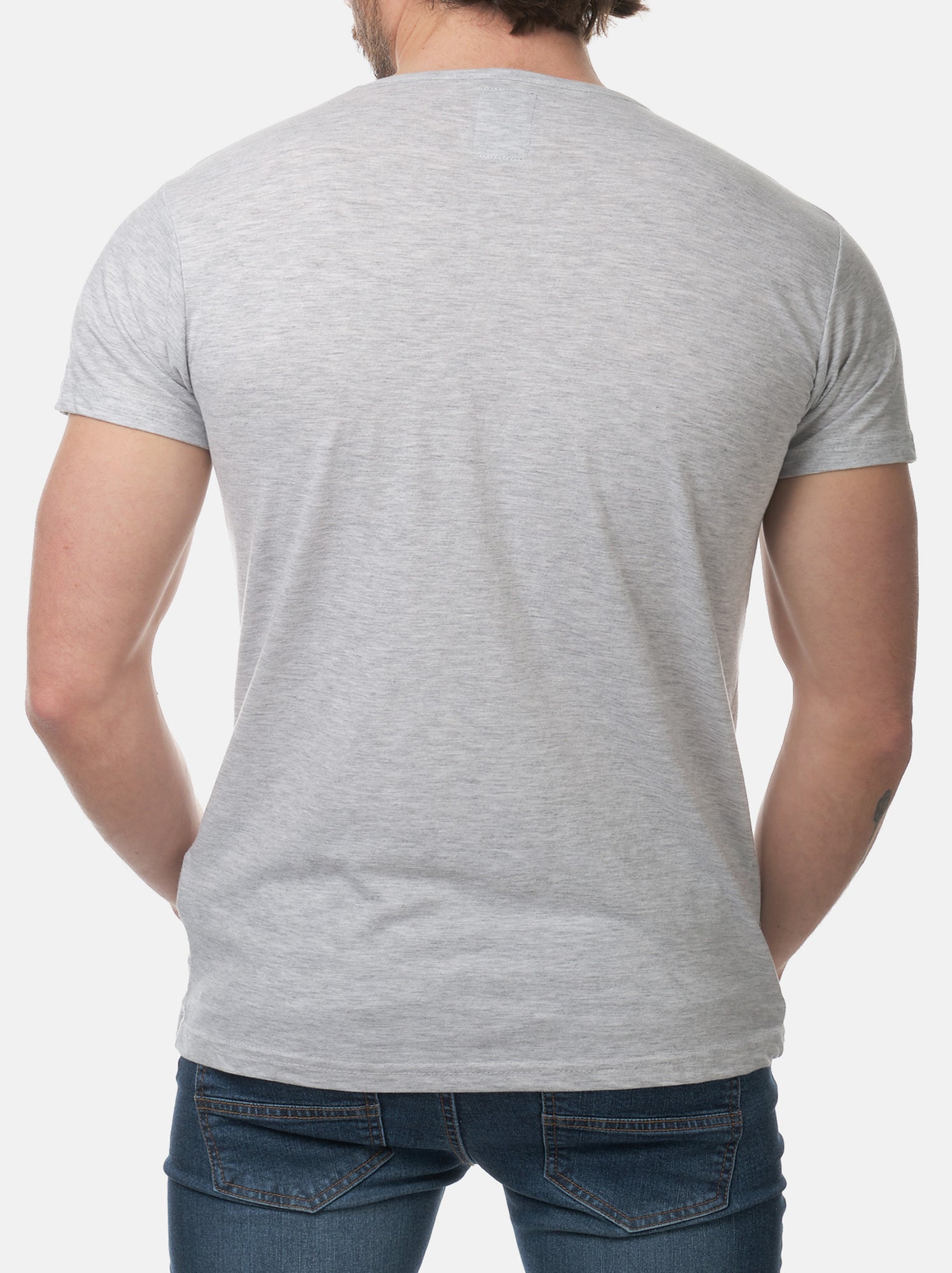 T-shirt manches courtes col V uni - Gris