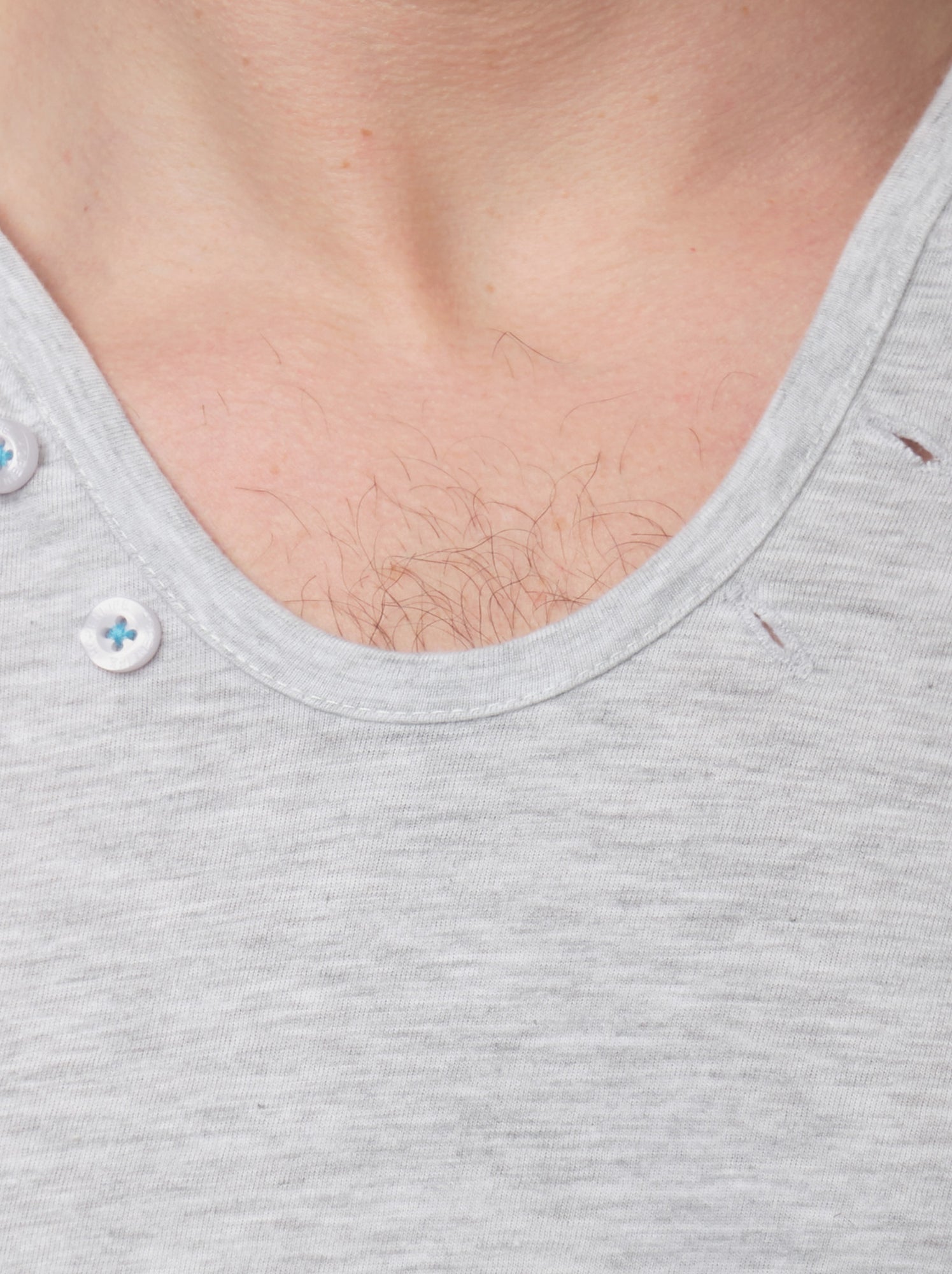 T-shirt manches courtes col V uni - Gris