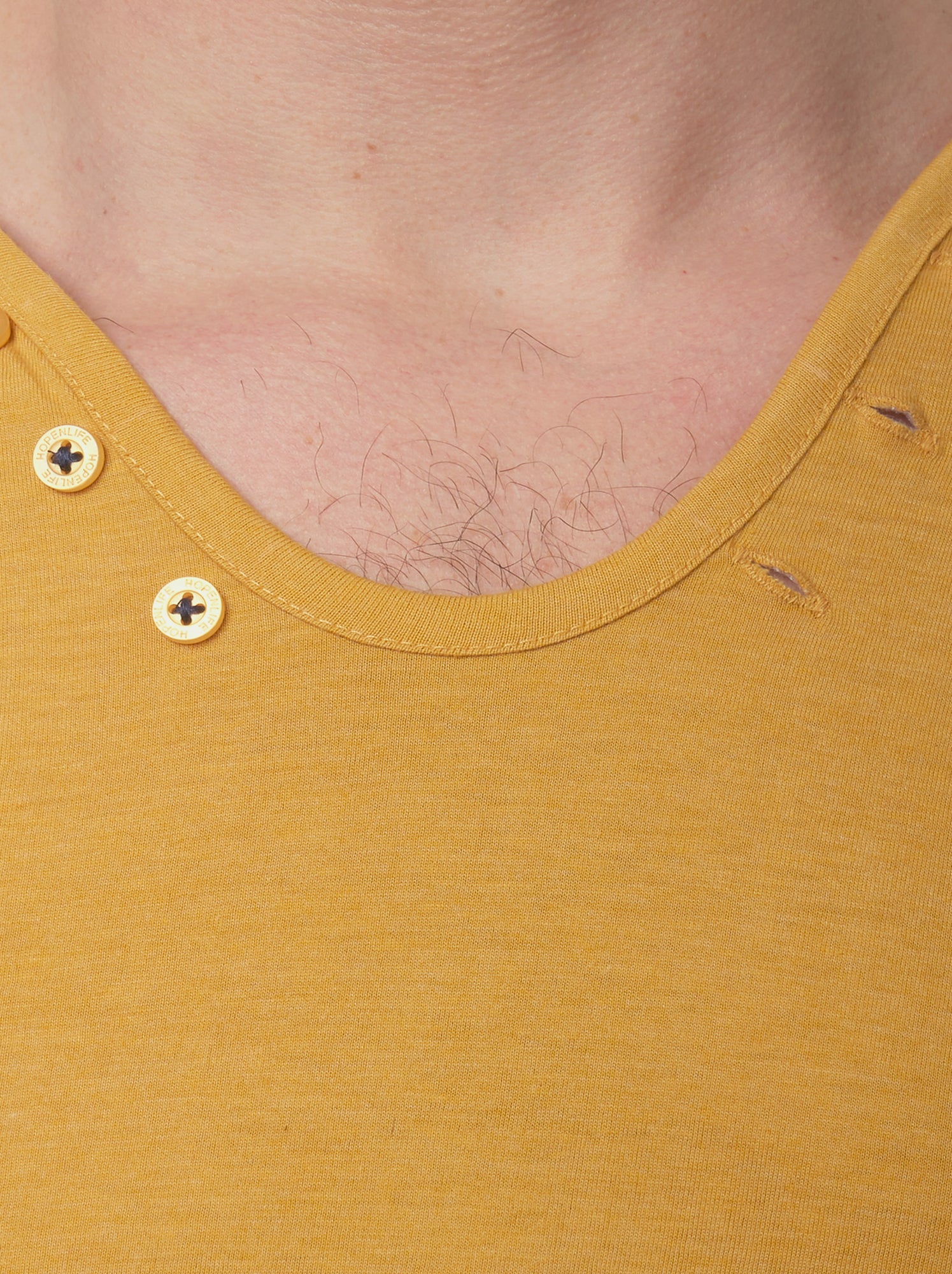T-shirt manches courtes col V uni - Jaune paille