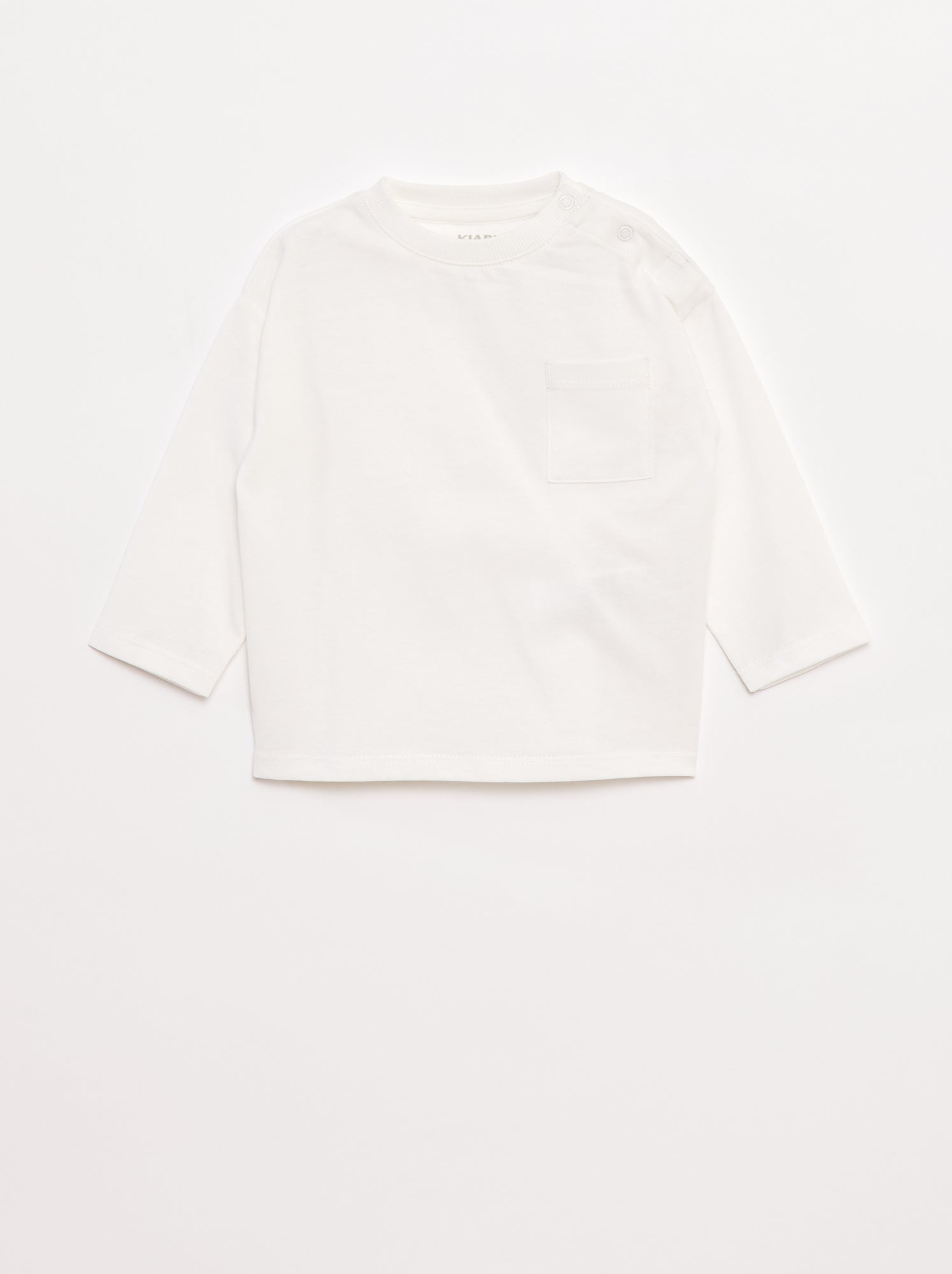 T-shirt manches longues et poche poitrine - Blanc