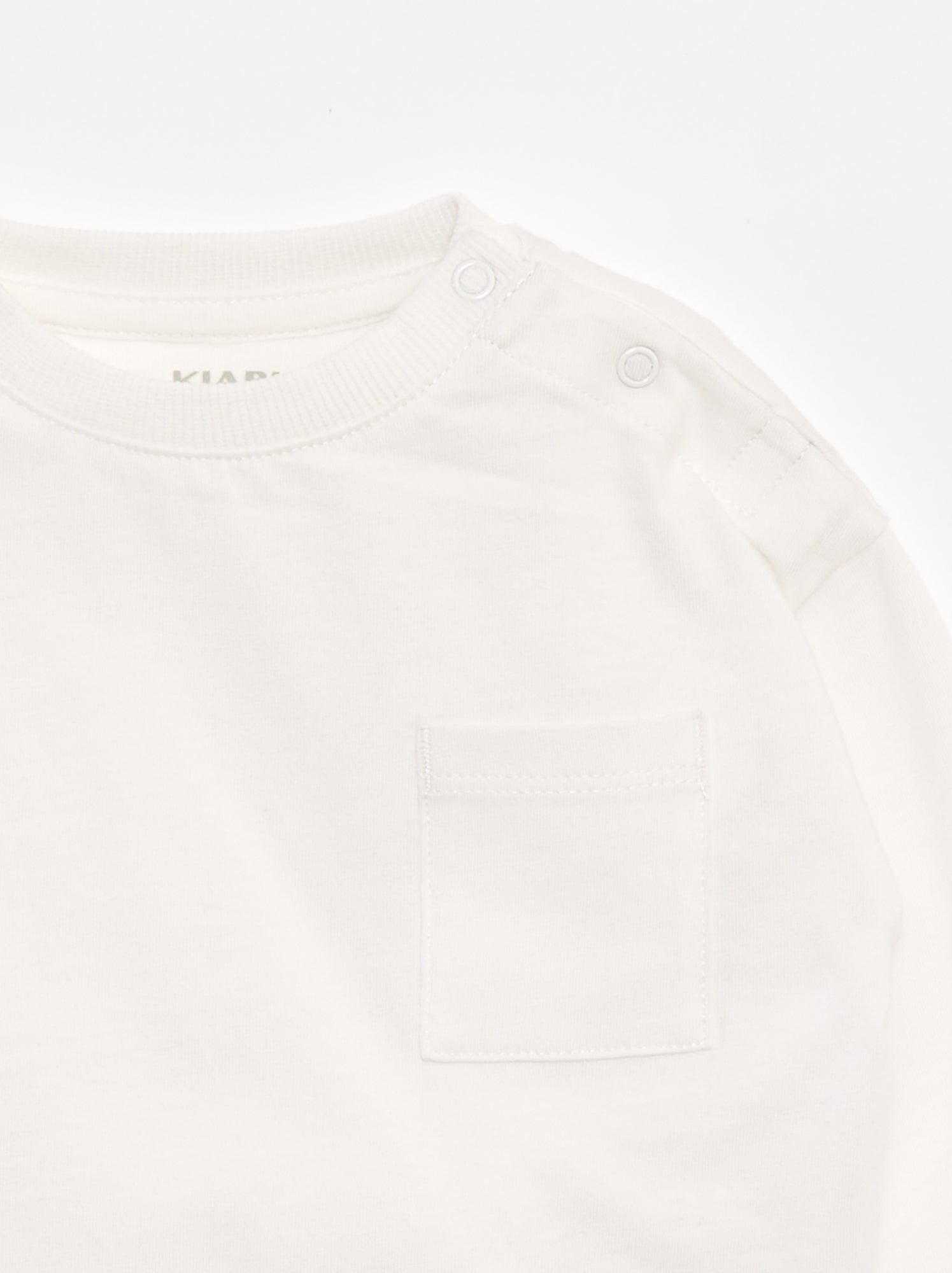 T-shirt manches longues et poche poitrine - Blanc