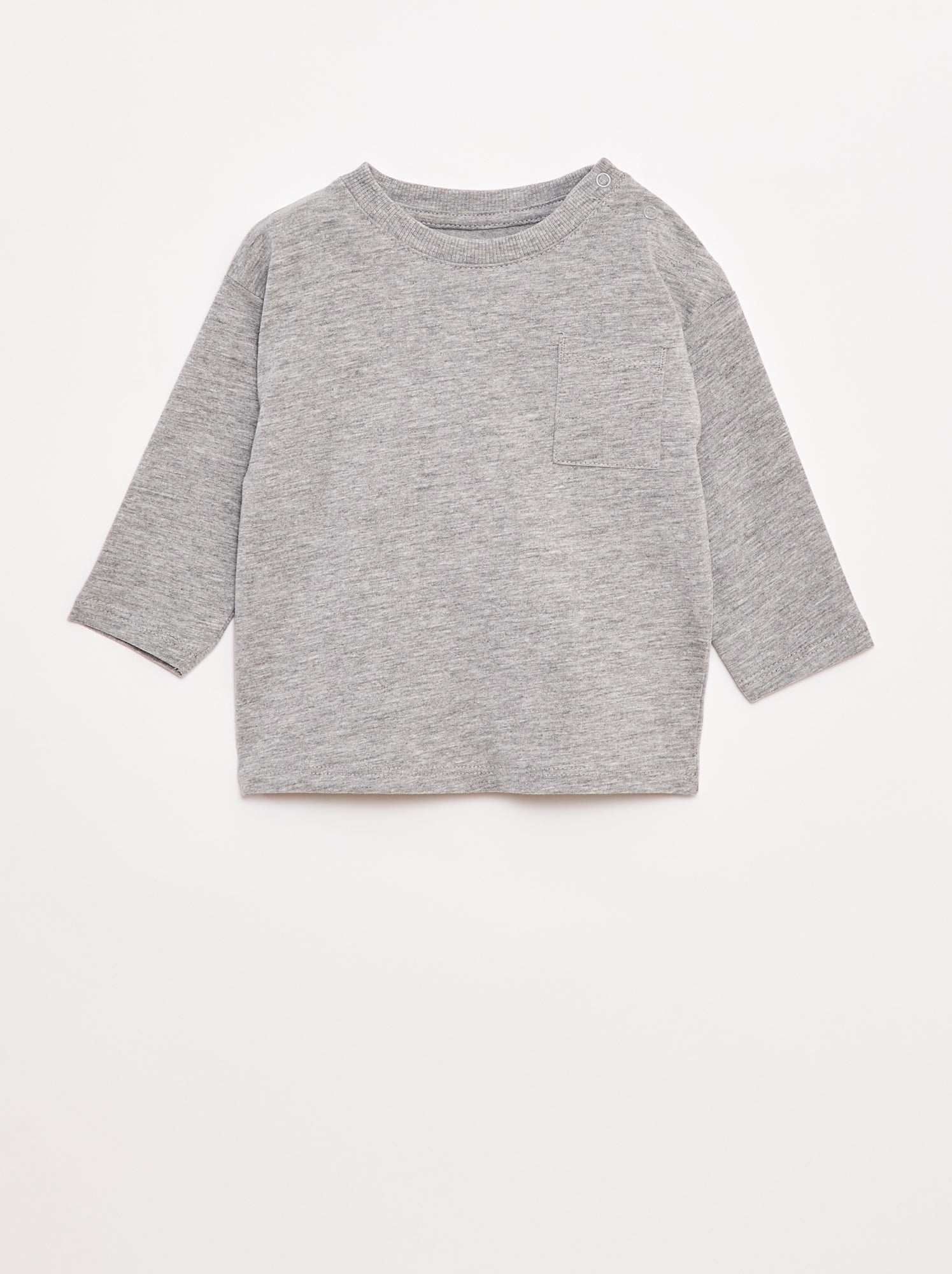 T-shirt manches longues et poche poitrine - Gris