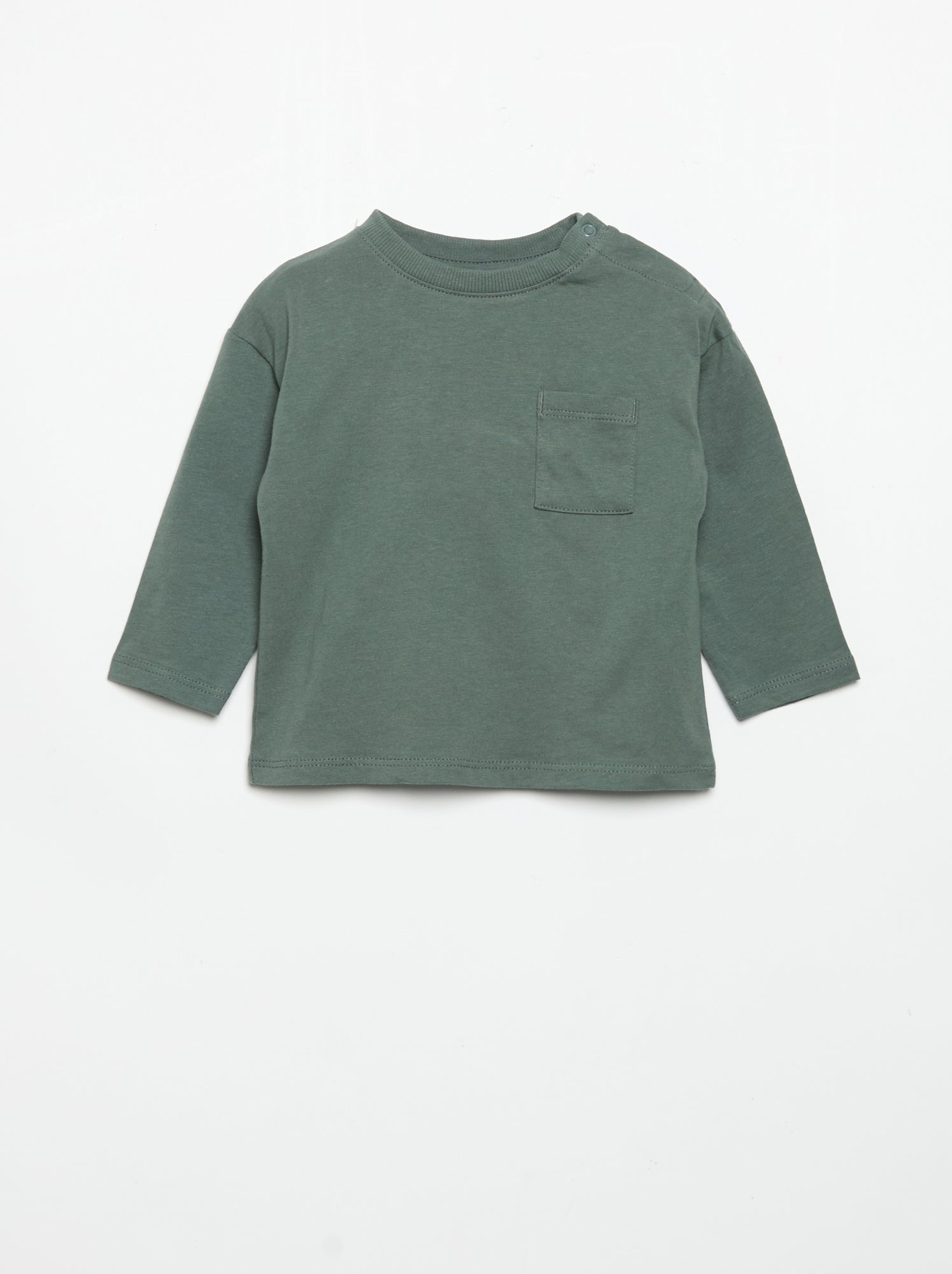 T-shirt manches longues et poche poitrine - Vert