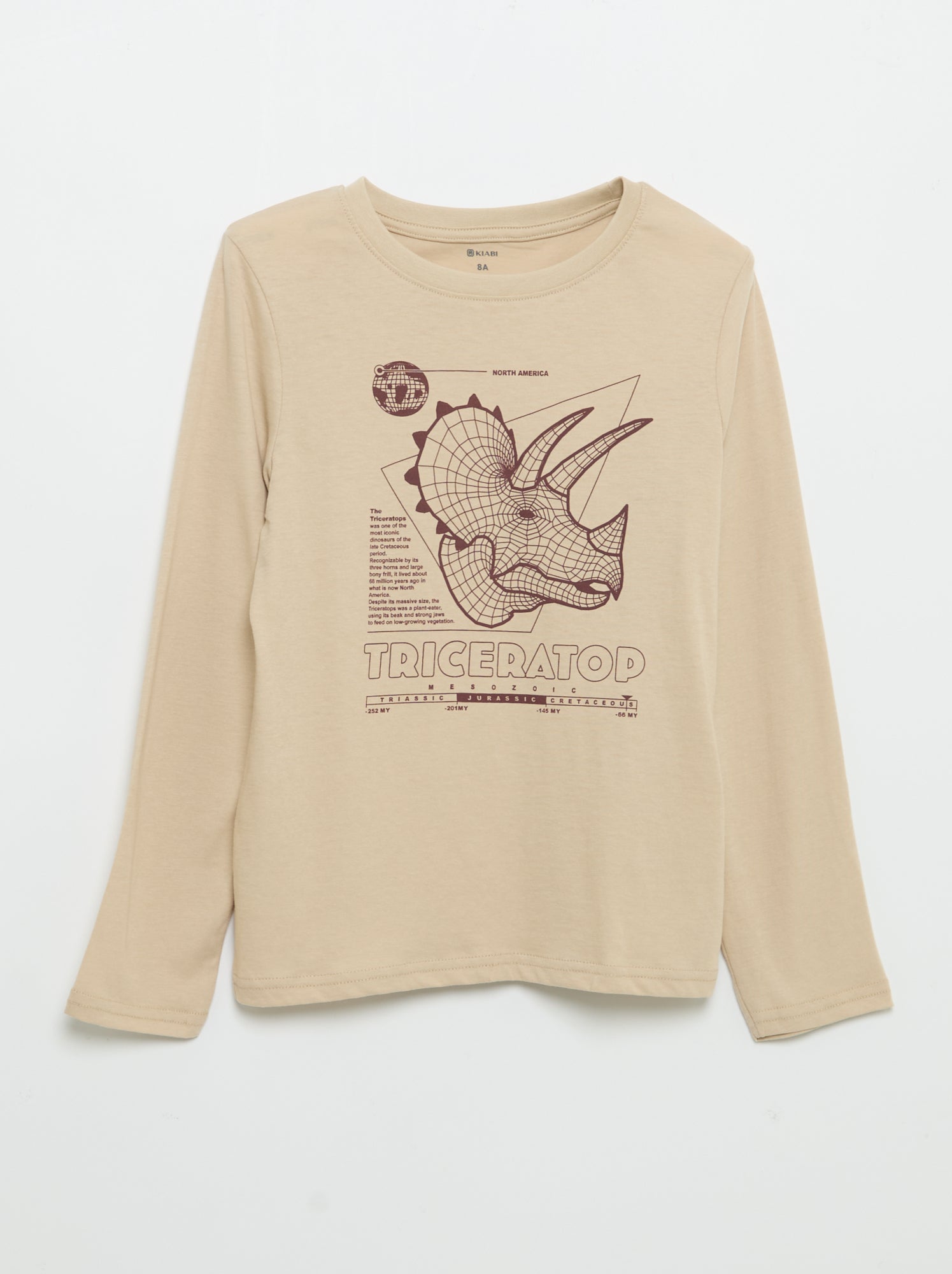 T-shirt manches longues imprimé - Beige
