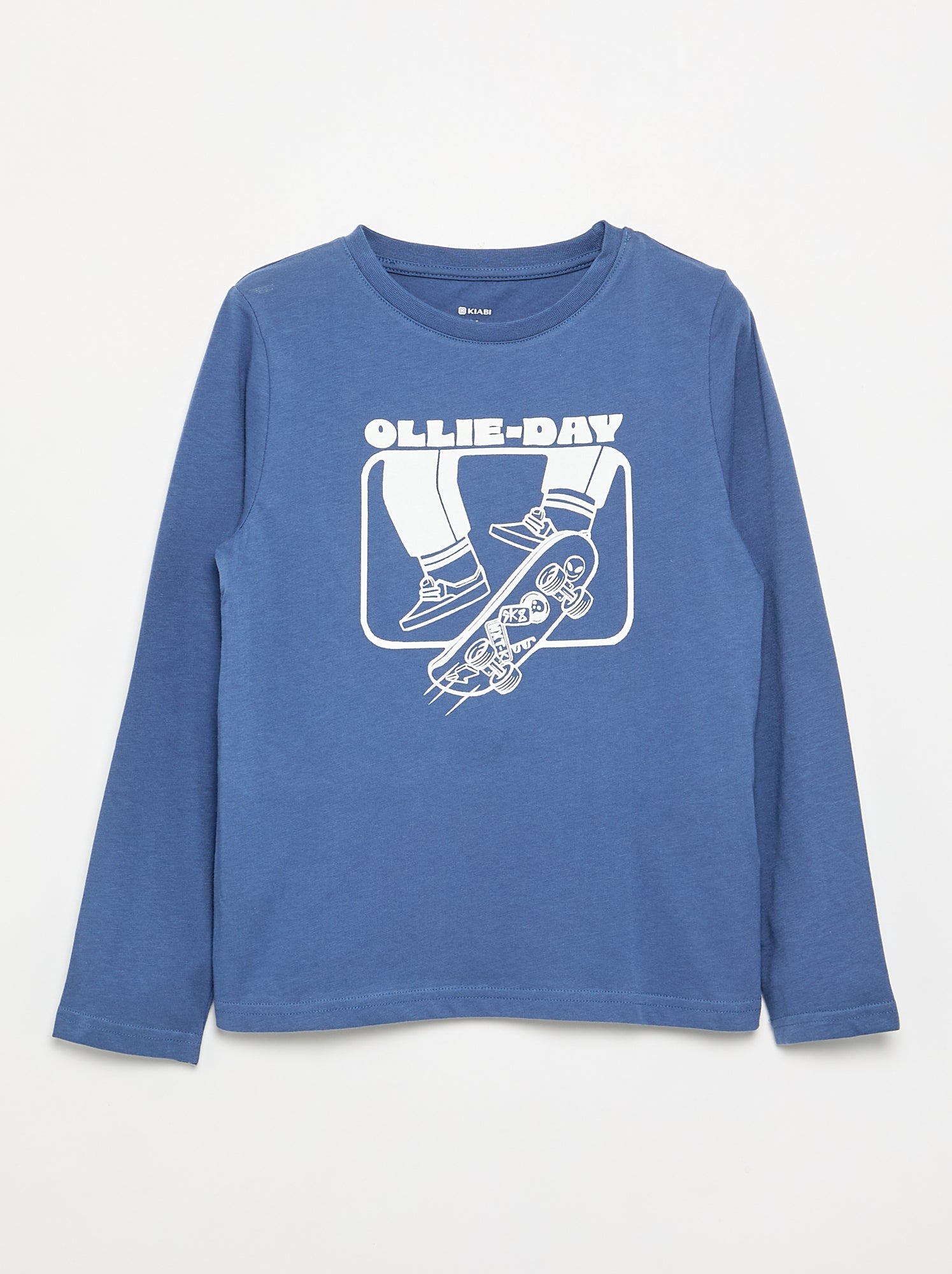 T-shirt manches longues imprimé - Bleu (GJB75_2)