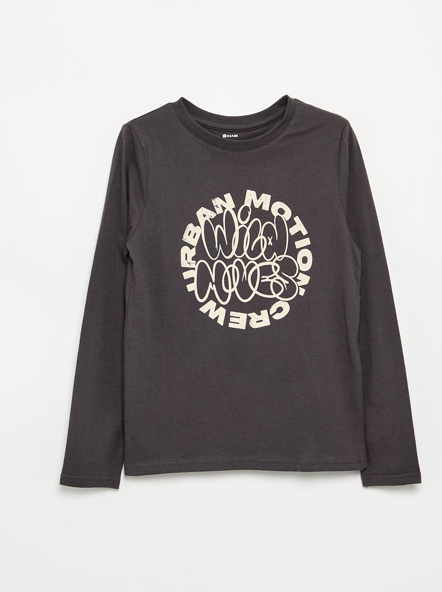 T-shirt manches longues imprimé - Gris (GJB75_1)