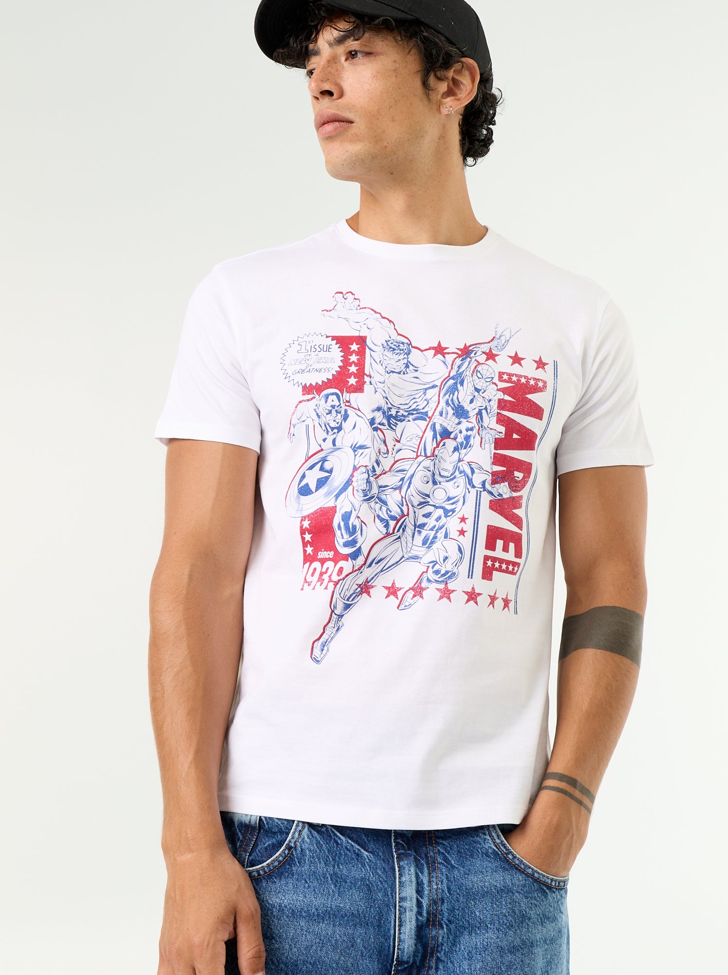 T-shirt 'Marvel' à manches courtes - Blanc