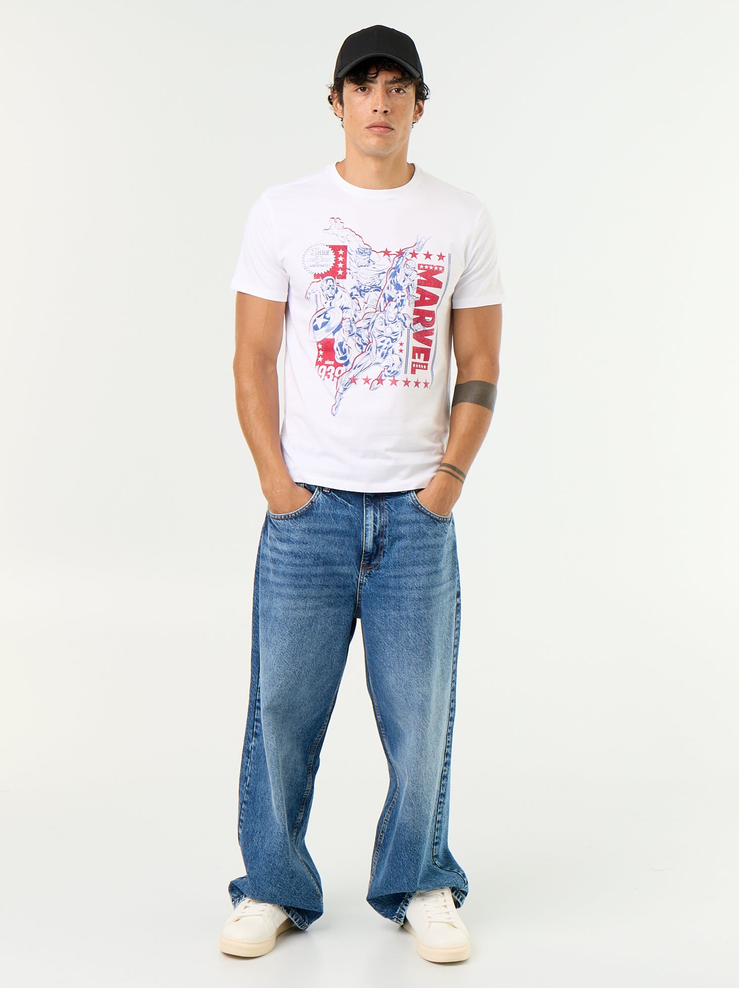 T-shirt 'Marvel' à manches courtes - Blanc