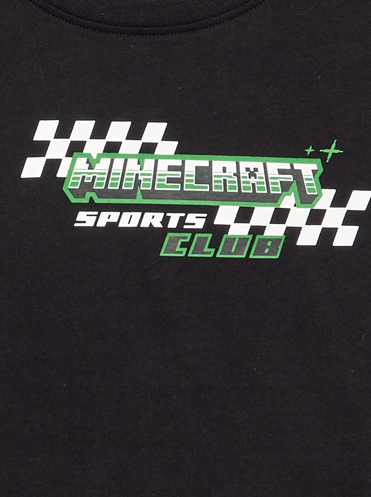 T-shirt 'Minecraft' avec imprimés et manches contrastées - Noir