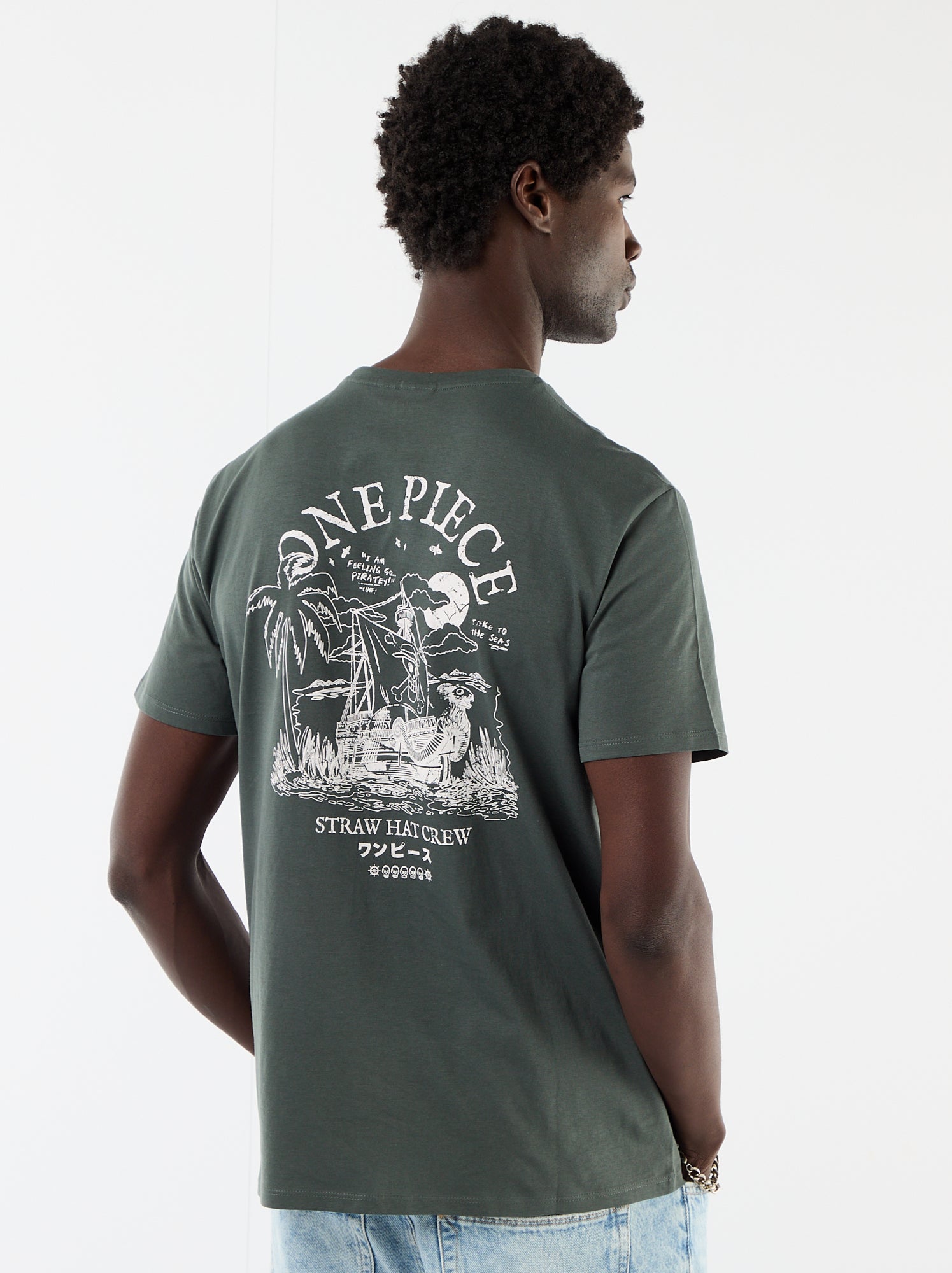 T-shirt 'One Piece' imprimé recto/verso - Vert