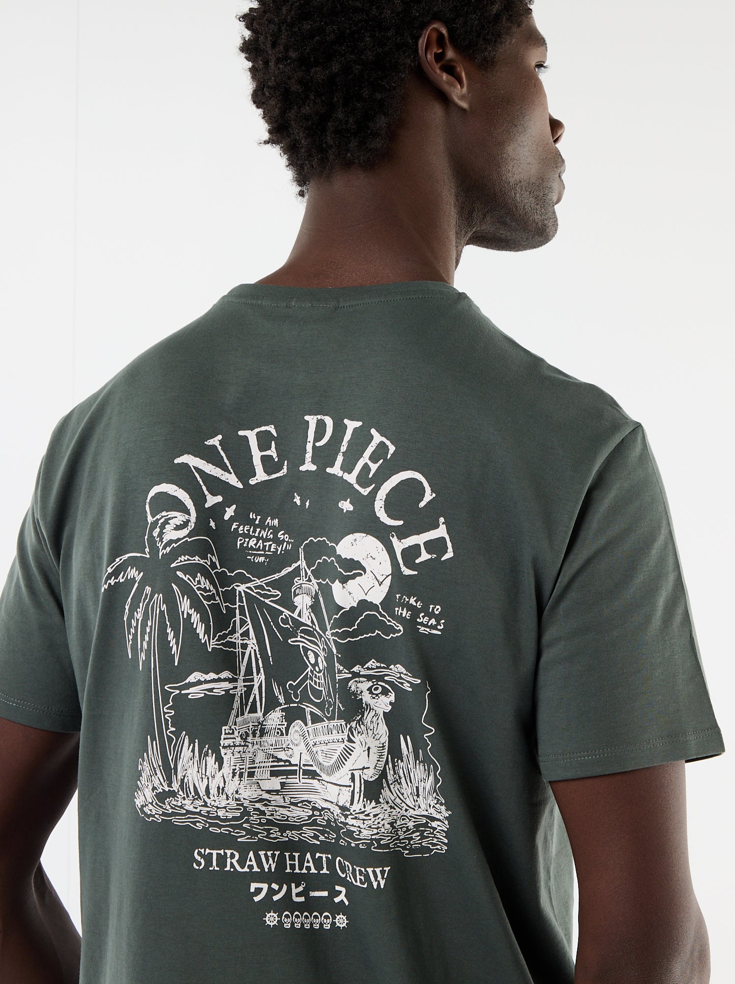 T-shirt 'One Piece' imprimé recto/verso - Vert