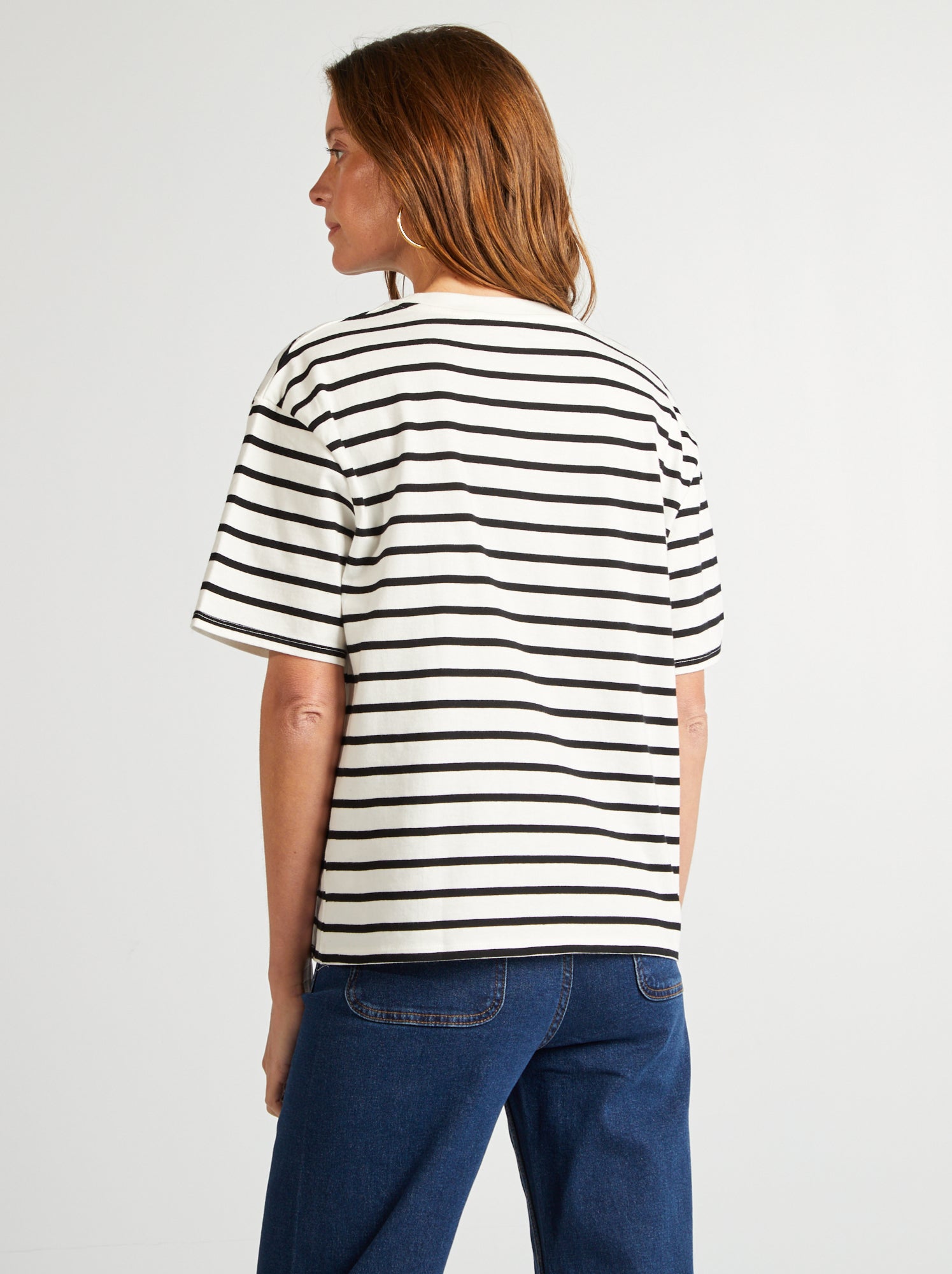 T-shirt oversize à col rond - Blanc (BRY18_25)