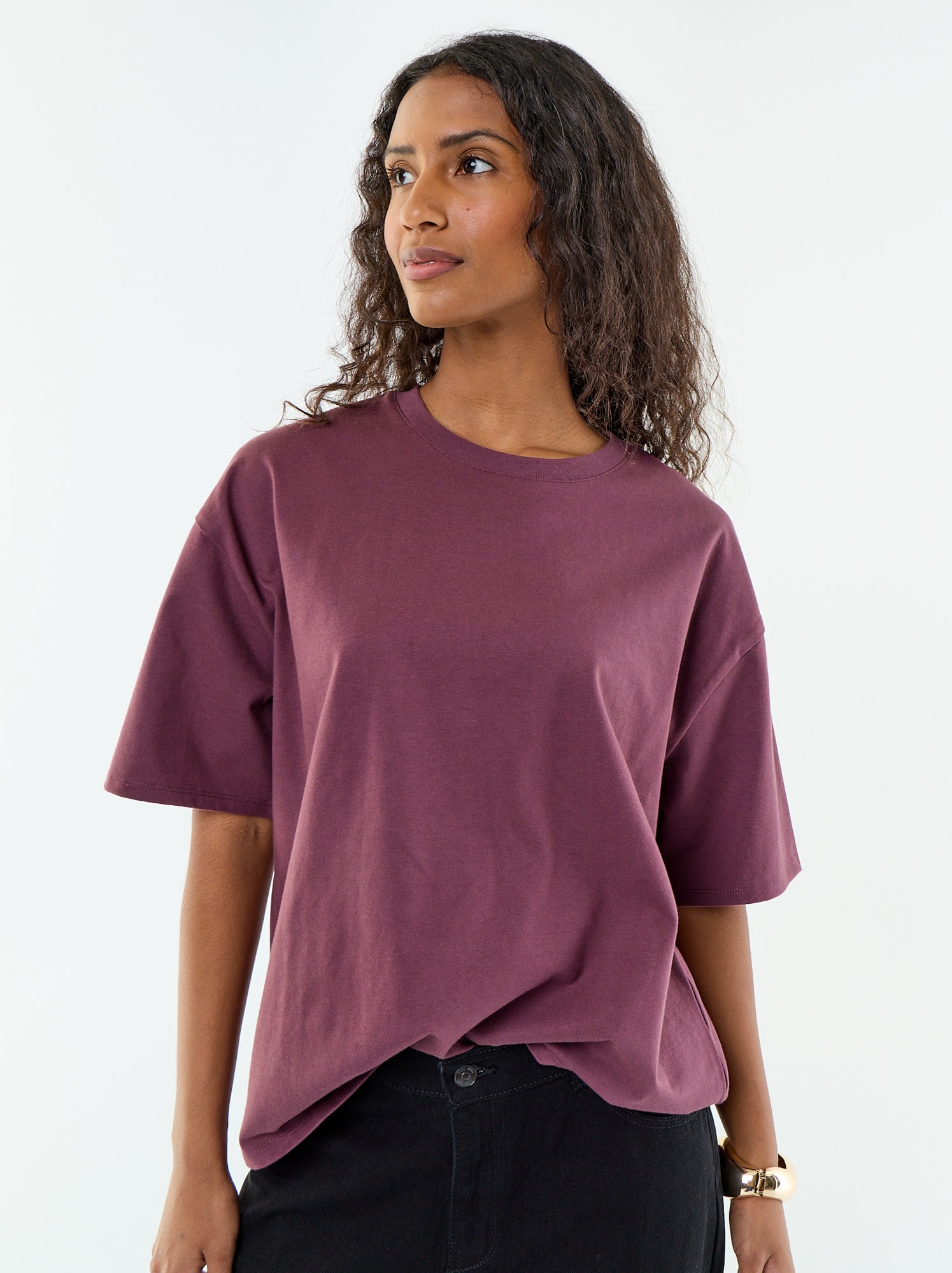 T-shirt oversize à col rond - Violet