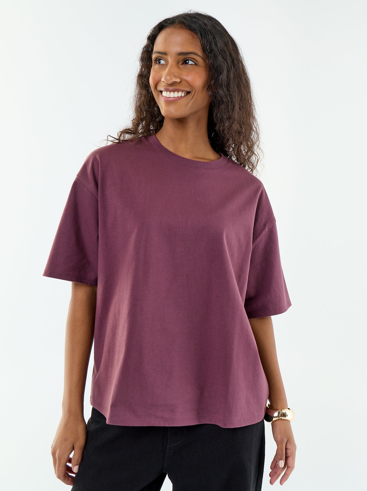 T-shirt oversize à col rond - Violet