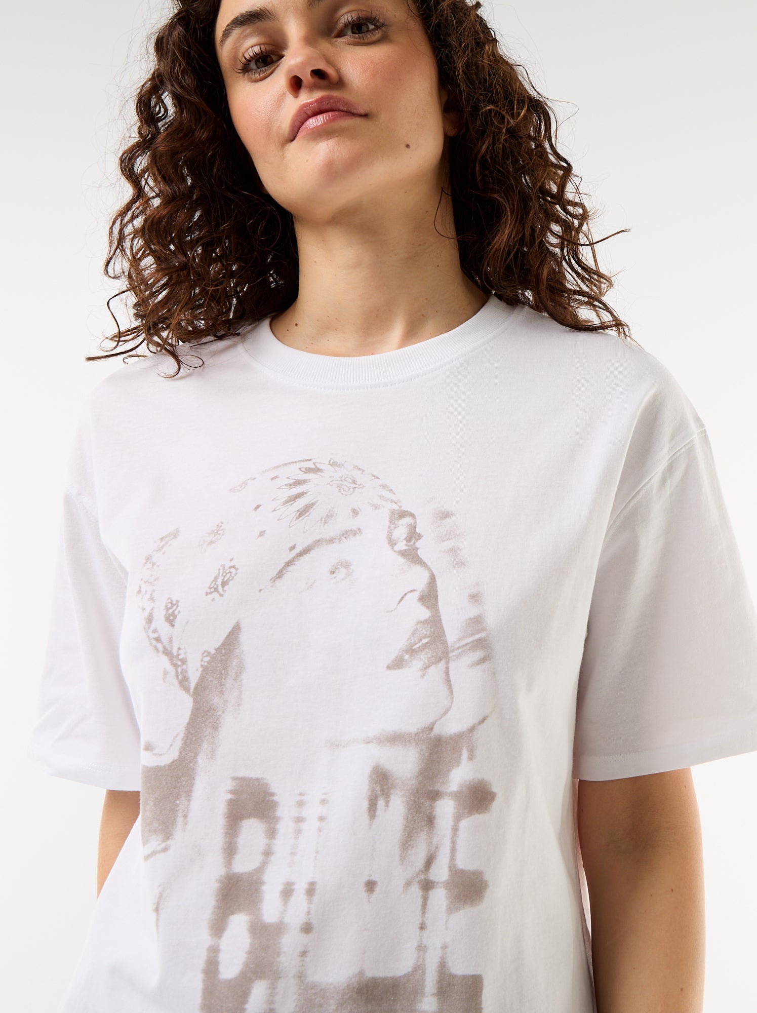 T-shirt oversize Billie Ellish à manches courtes - Blanc