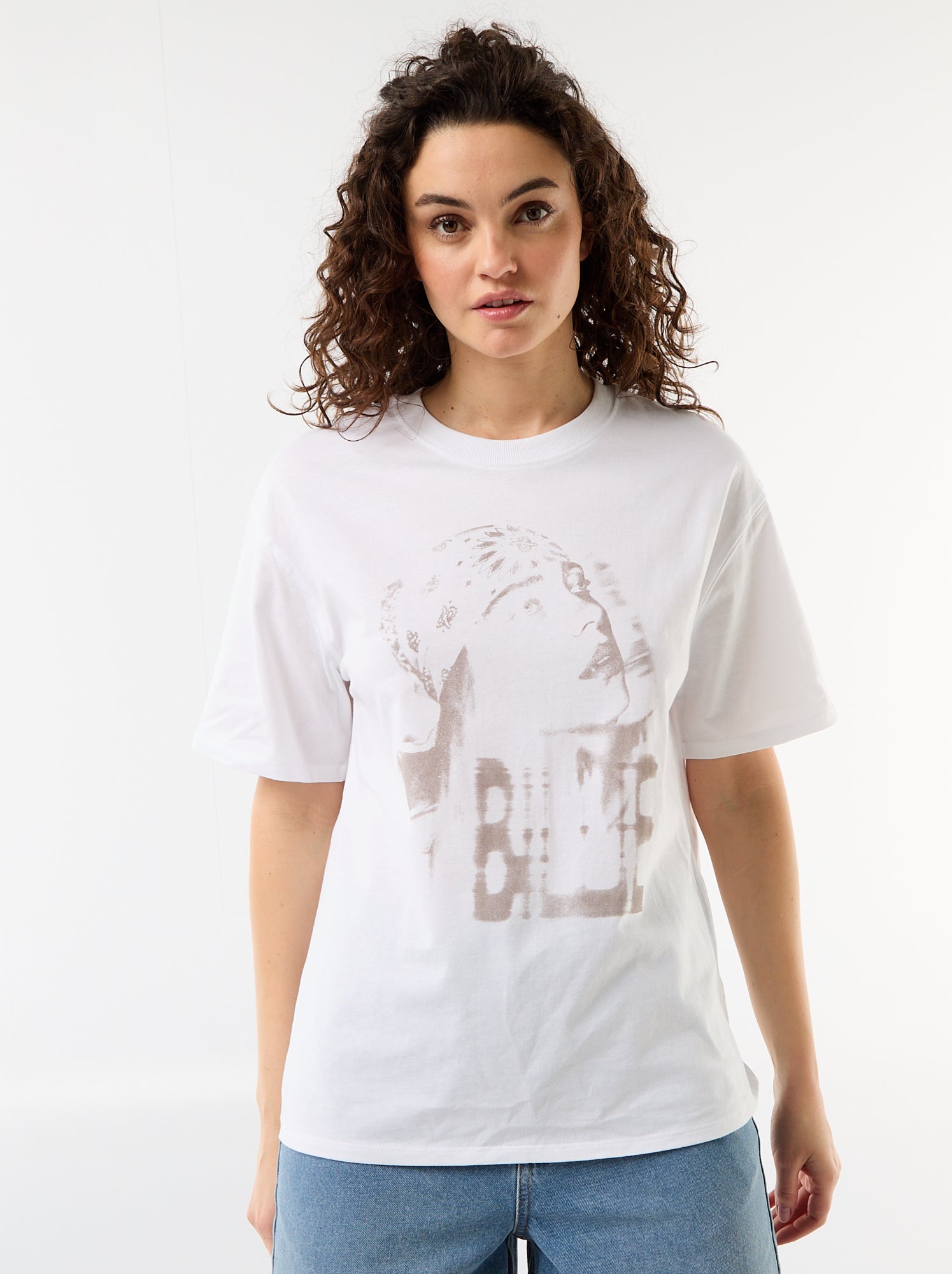 T-shirt oversize Billie Ellish à manches courtes - Blanc