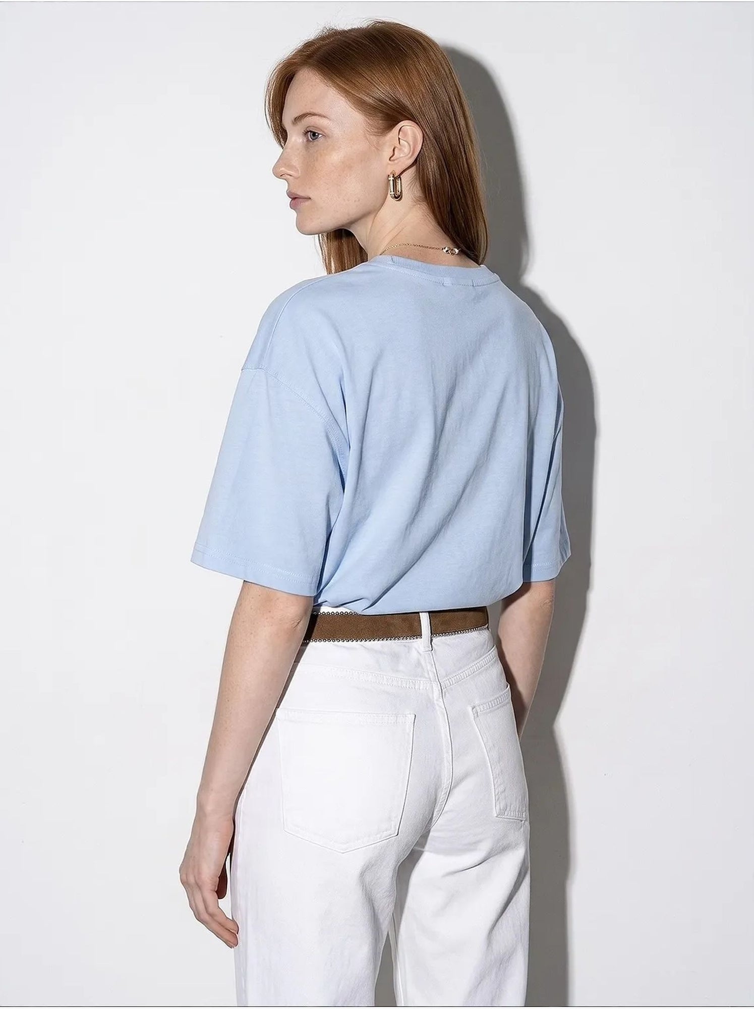 T-shirt oversize en coton à col rond dilvin - Bleu ciel