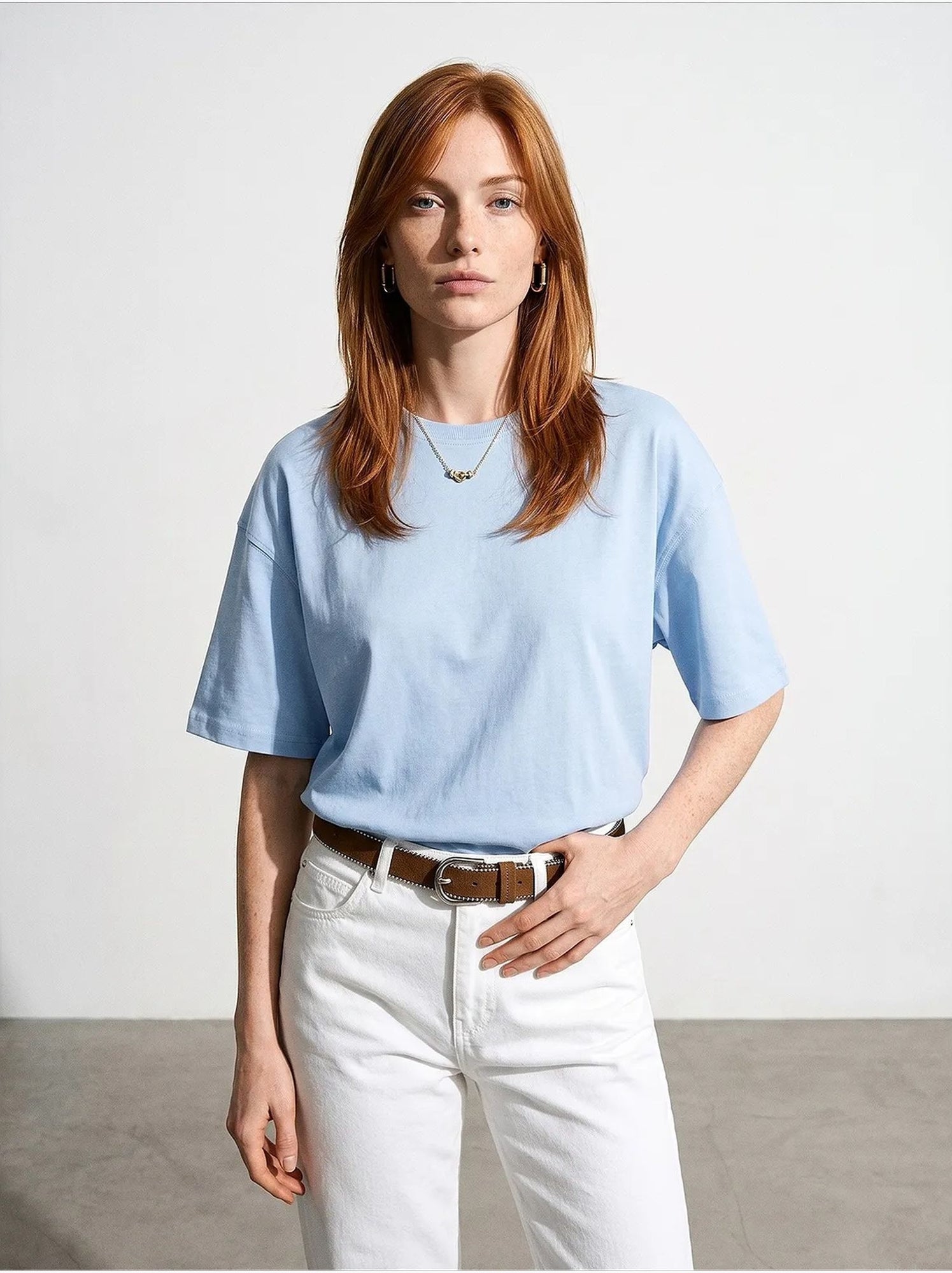 T-shirt oversize en coton à col rond dilvin - Bleu ciel