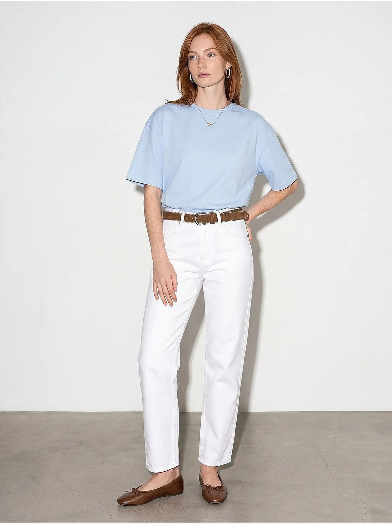 T-shirt oversize en coton à col rond dilvin - Bleu ciel