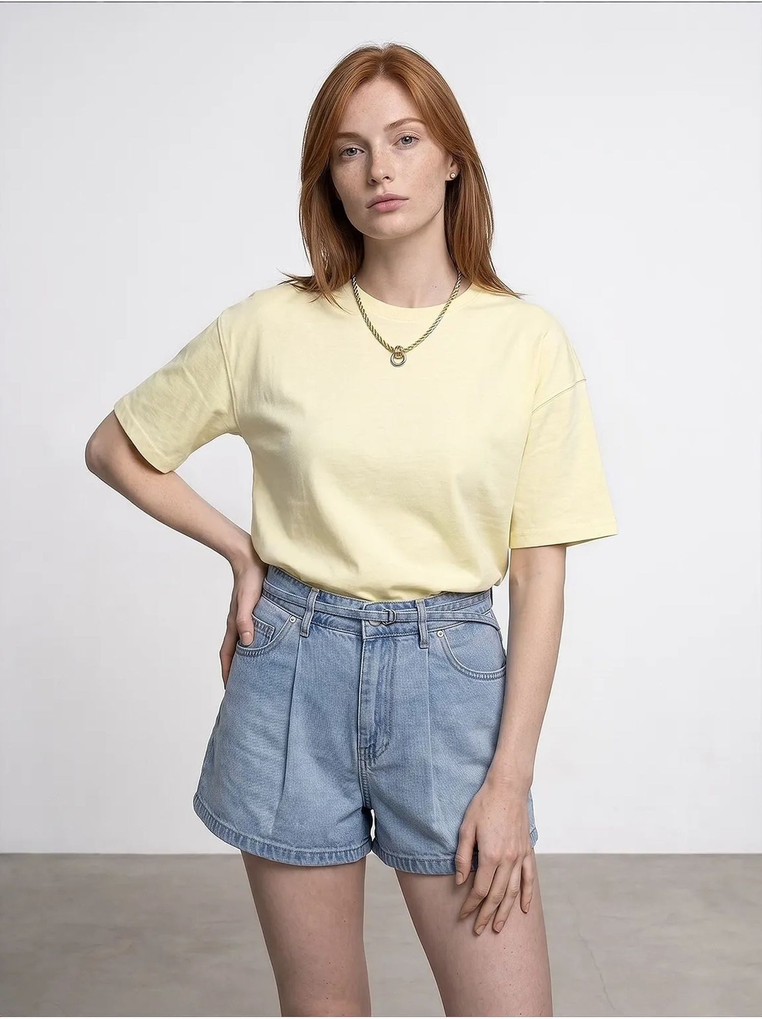 T-shirt oversize en coton à col rond dilvin - Jaune citron